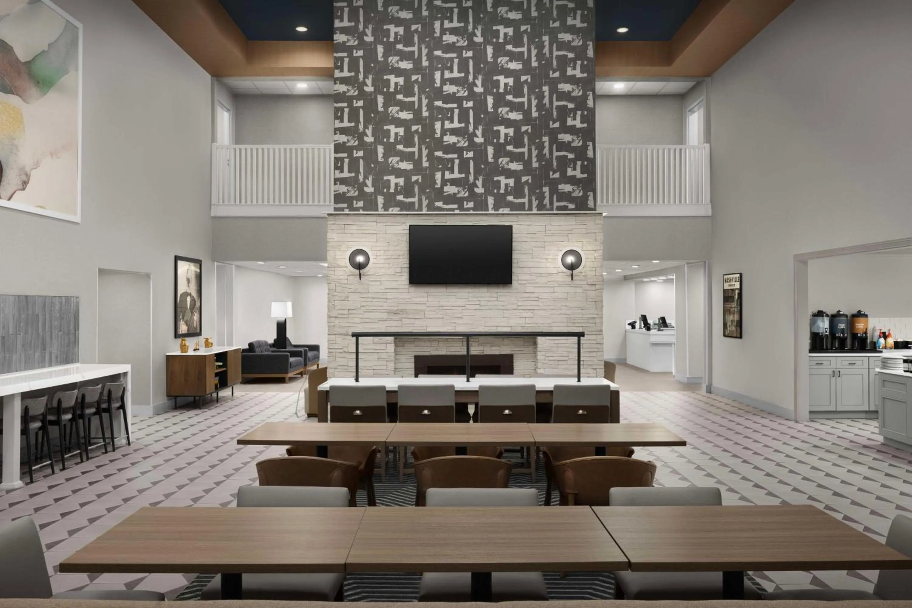 Lobby or reception in Homewood Suites Nashville Airport