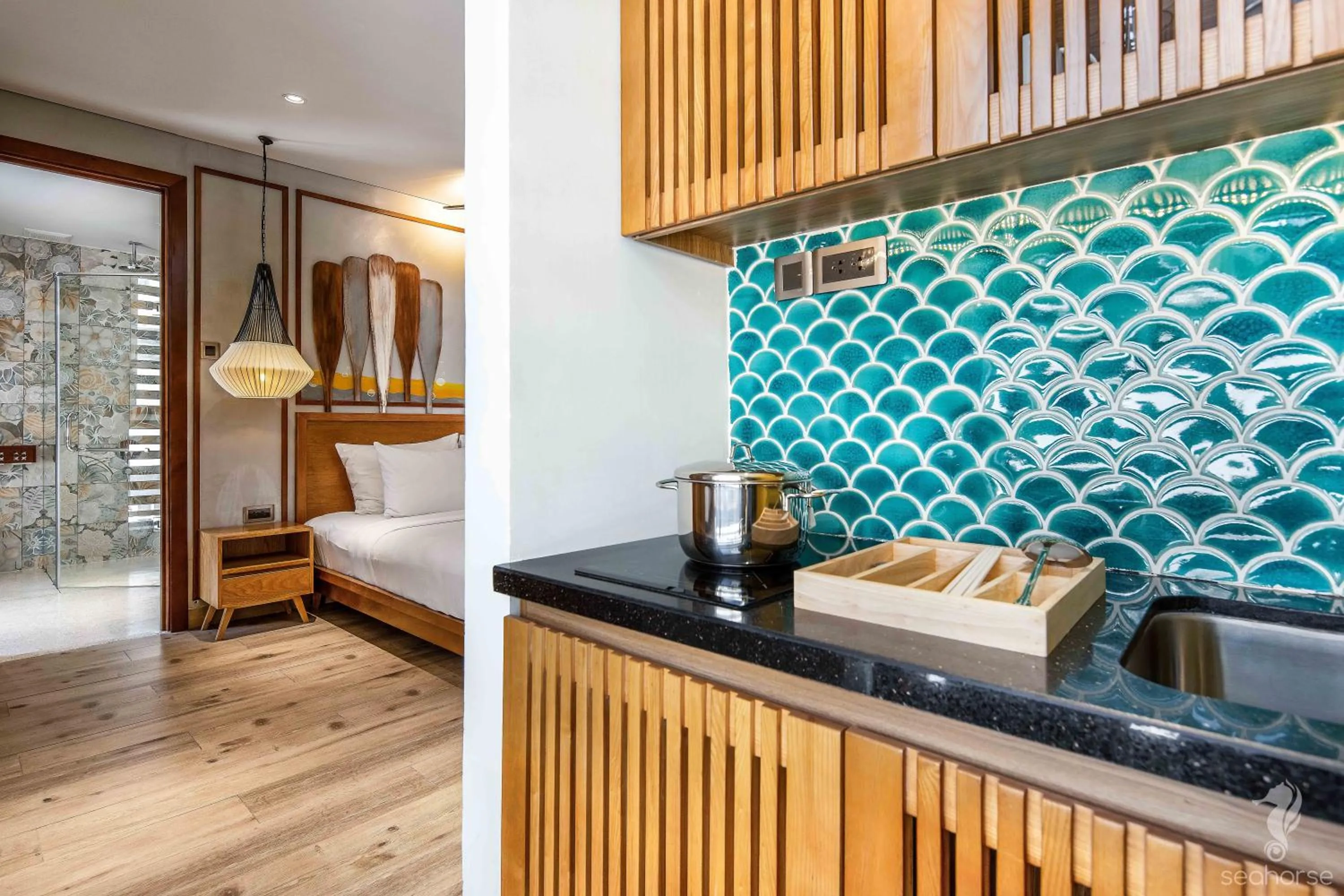 Kitchen or kitchenette in Seahorse Han Market Da Nang Apartment by Haviland