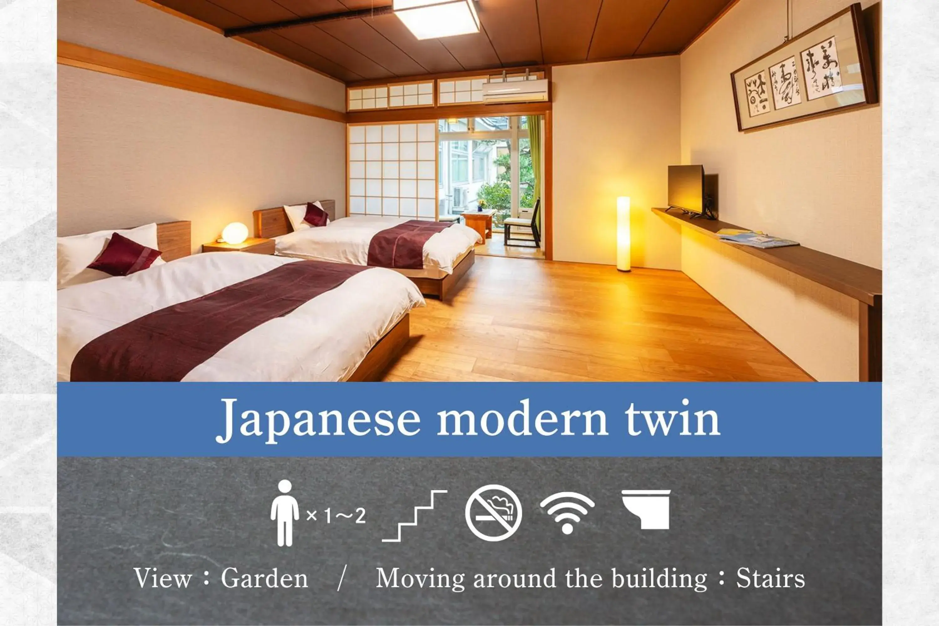 Twin Room with View in Ryokan Marumo Twin Room with View in Ryokan Marumo