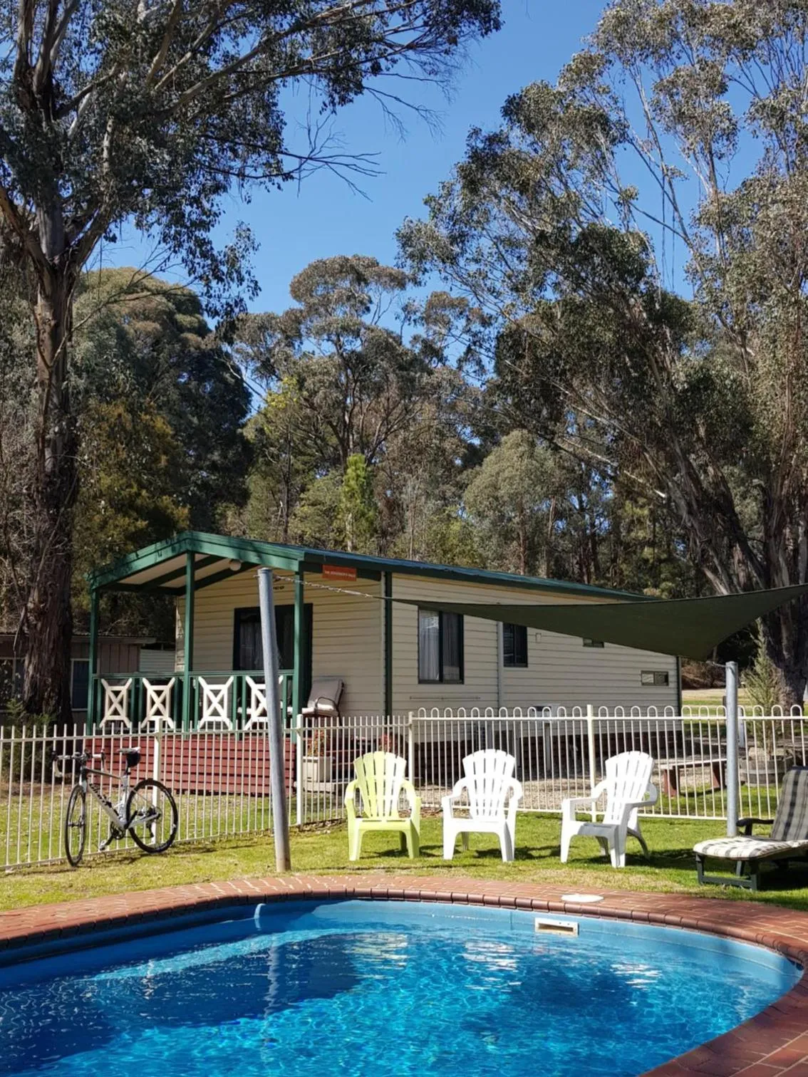 Pool view in Beechworth Holiday Park