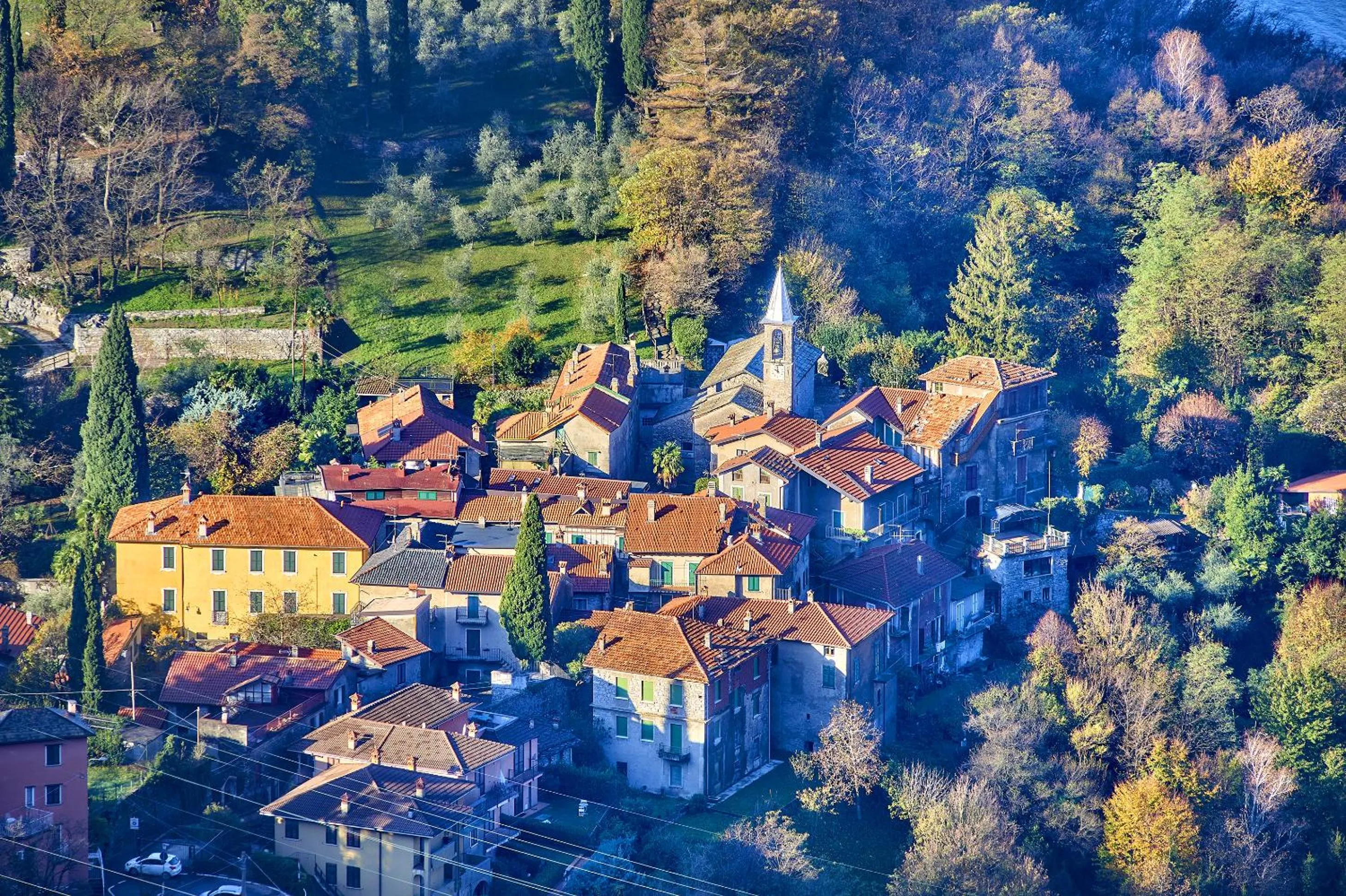 Natural landscape in Castello di Vezio in the Village