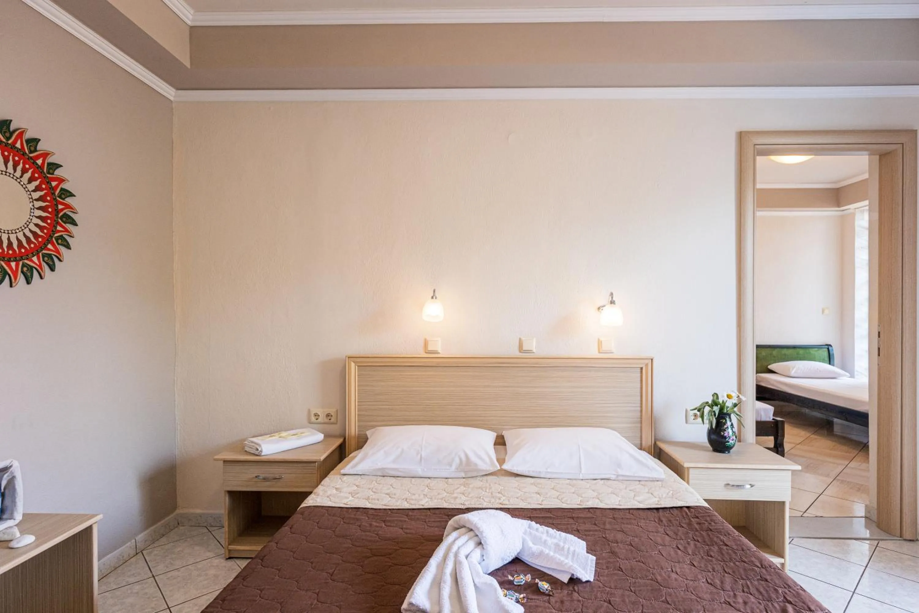 Bed in Katerina Rooms & Apartments