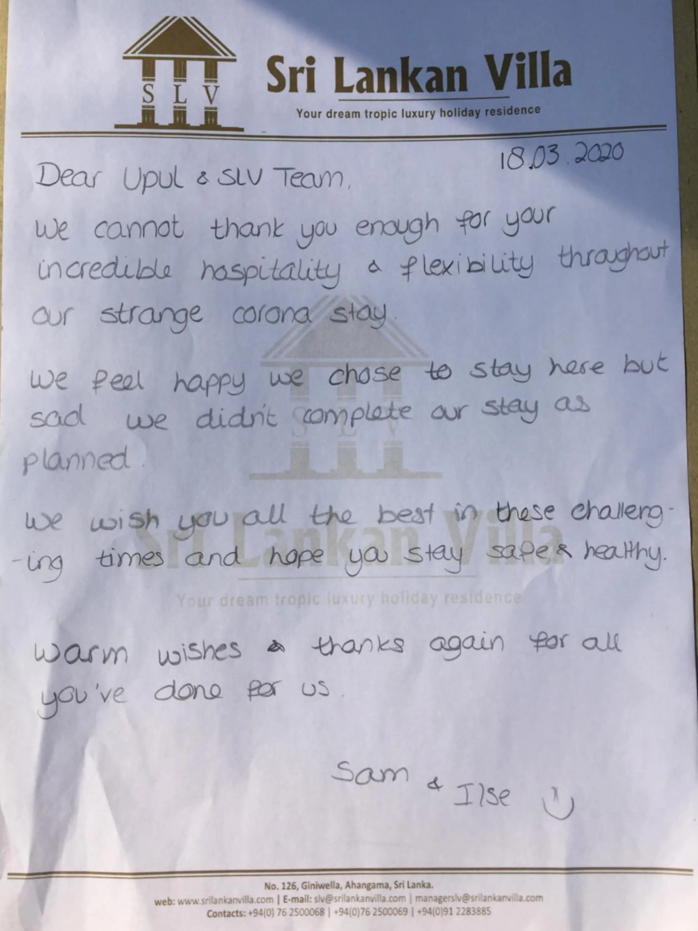 Certificate/Award in SRI LANKAN VILLA