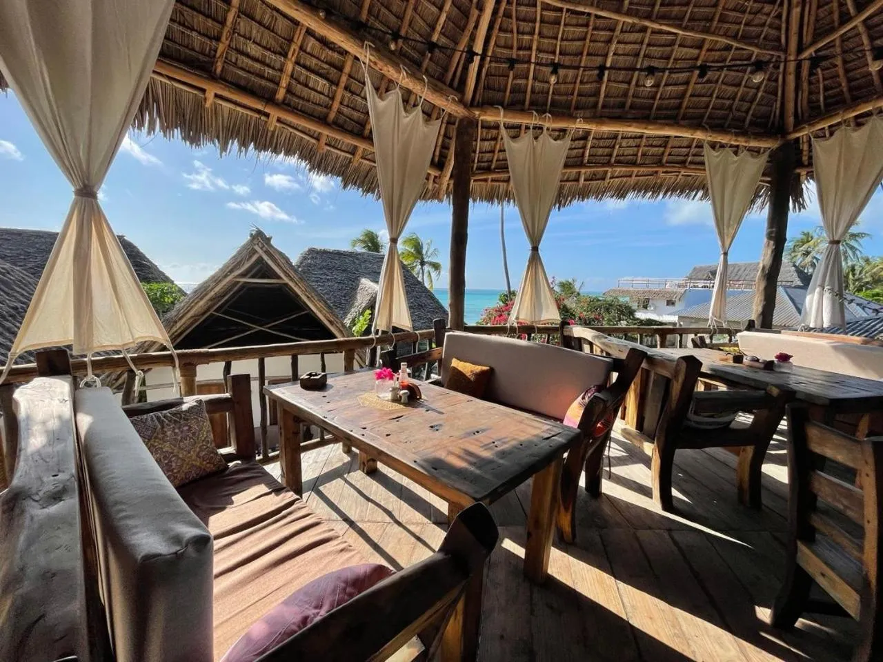 Dining area in Bitcoin Beach Hotel Zanzibar