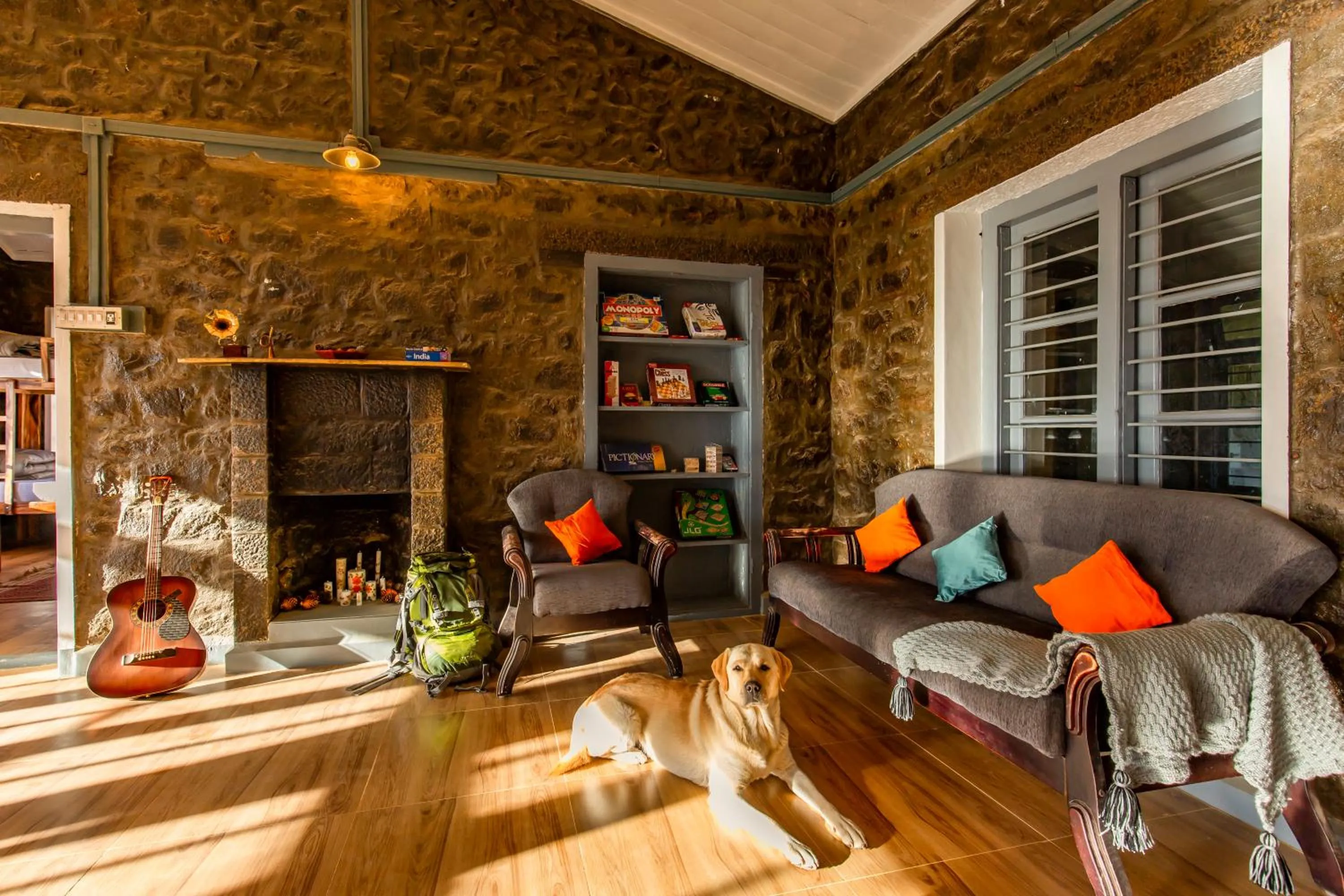 Seating area in Zostel Kodaikanal