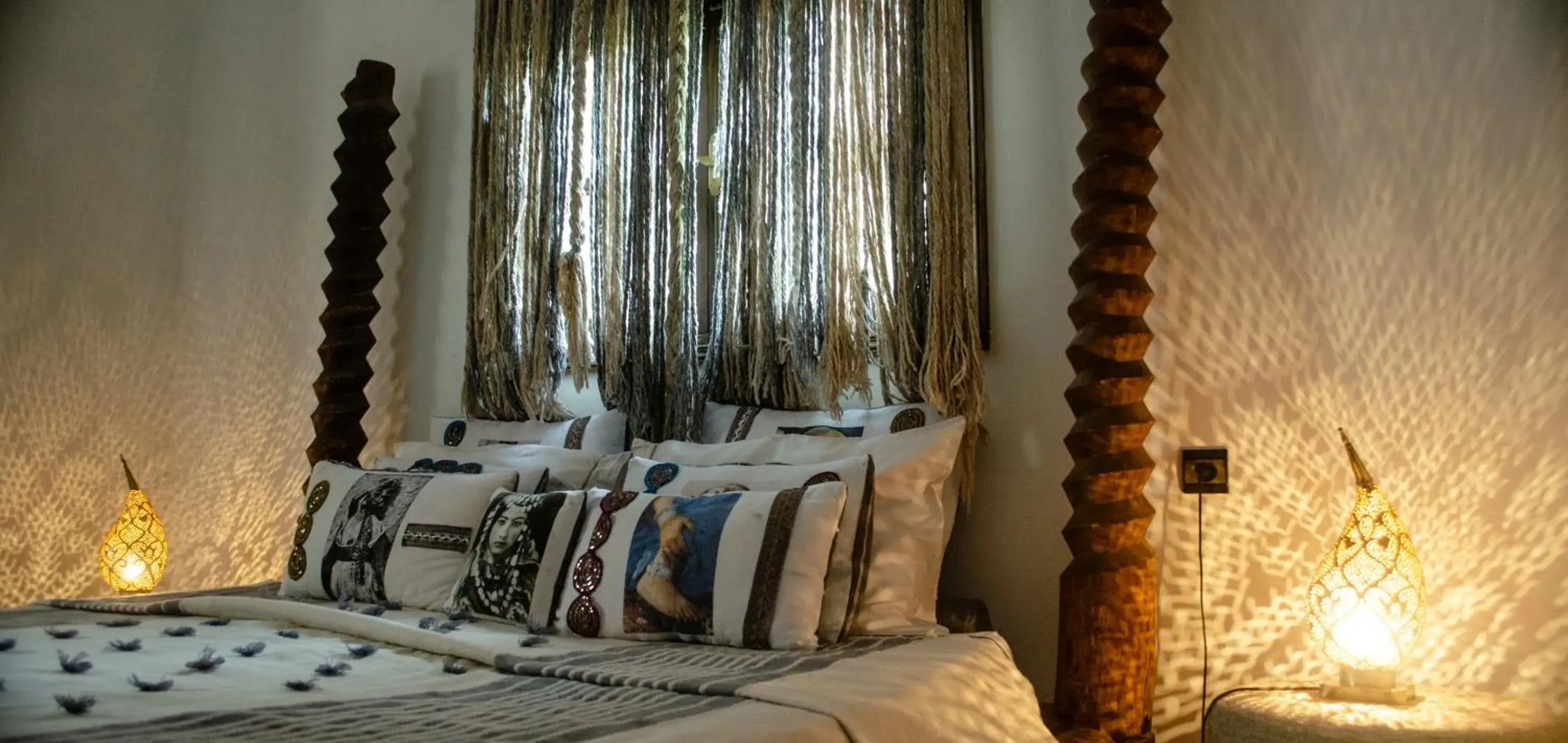 Decorative detail, Bed in Riad les Ammonites and Spa Decorative detail, Bed in Riad les Ammonites and Spa