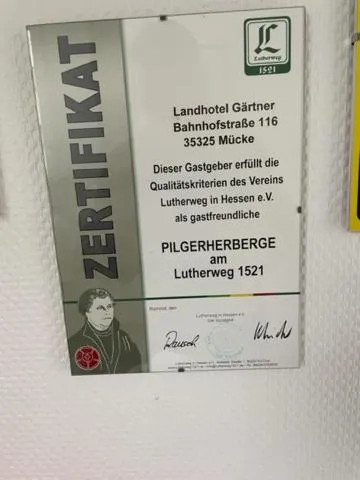 Certificate/Award in Landhotel Restaurant Gärtner