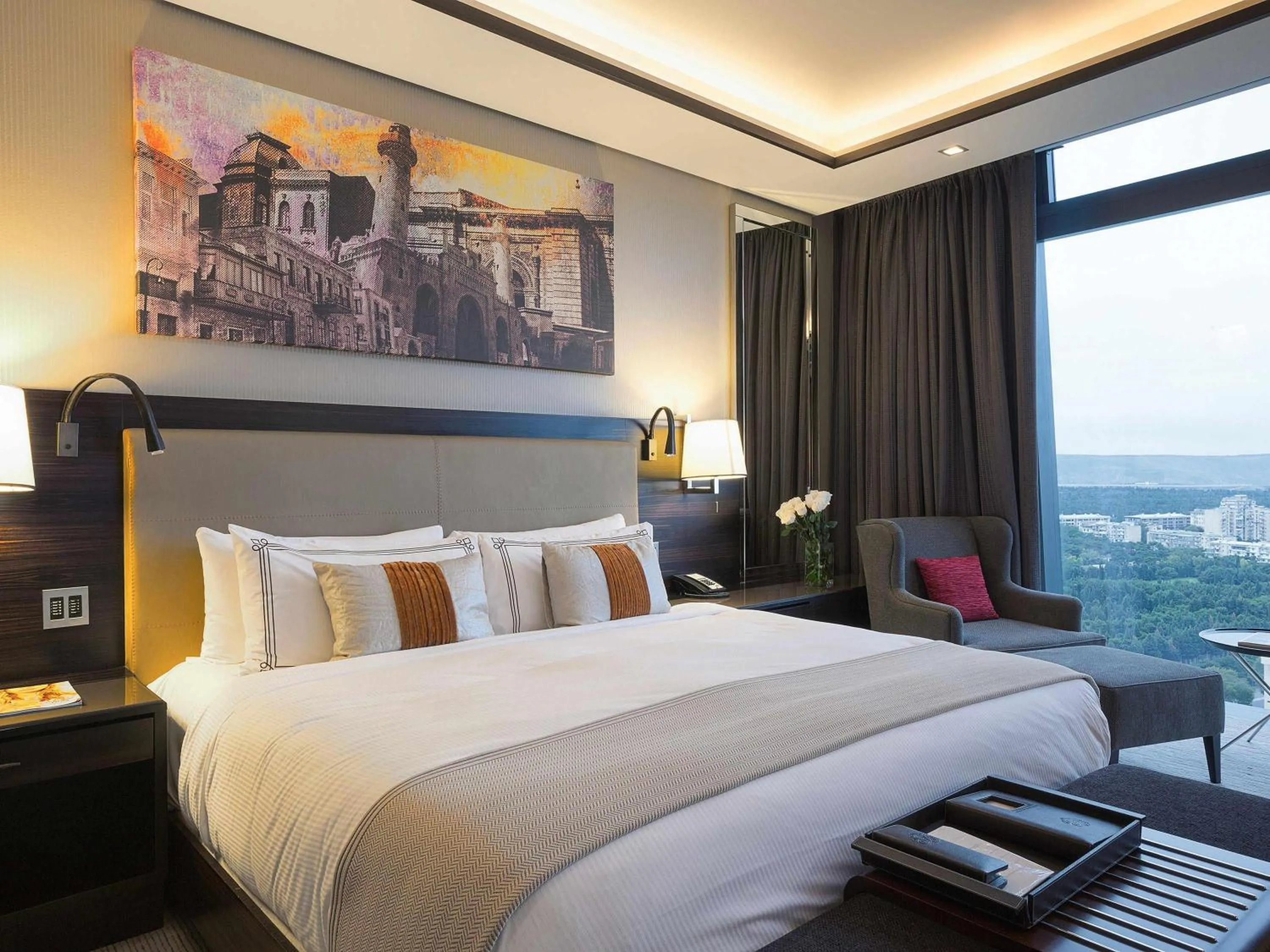 Bedroom, Bed in Fairmont Baku, Flame Towers