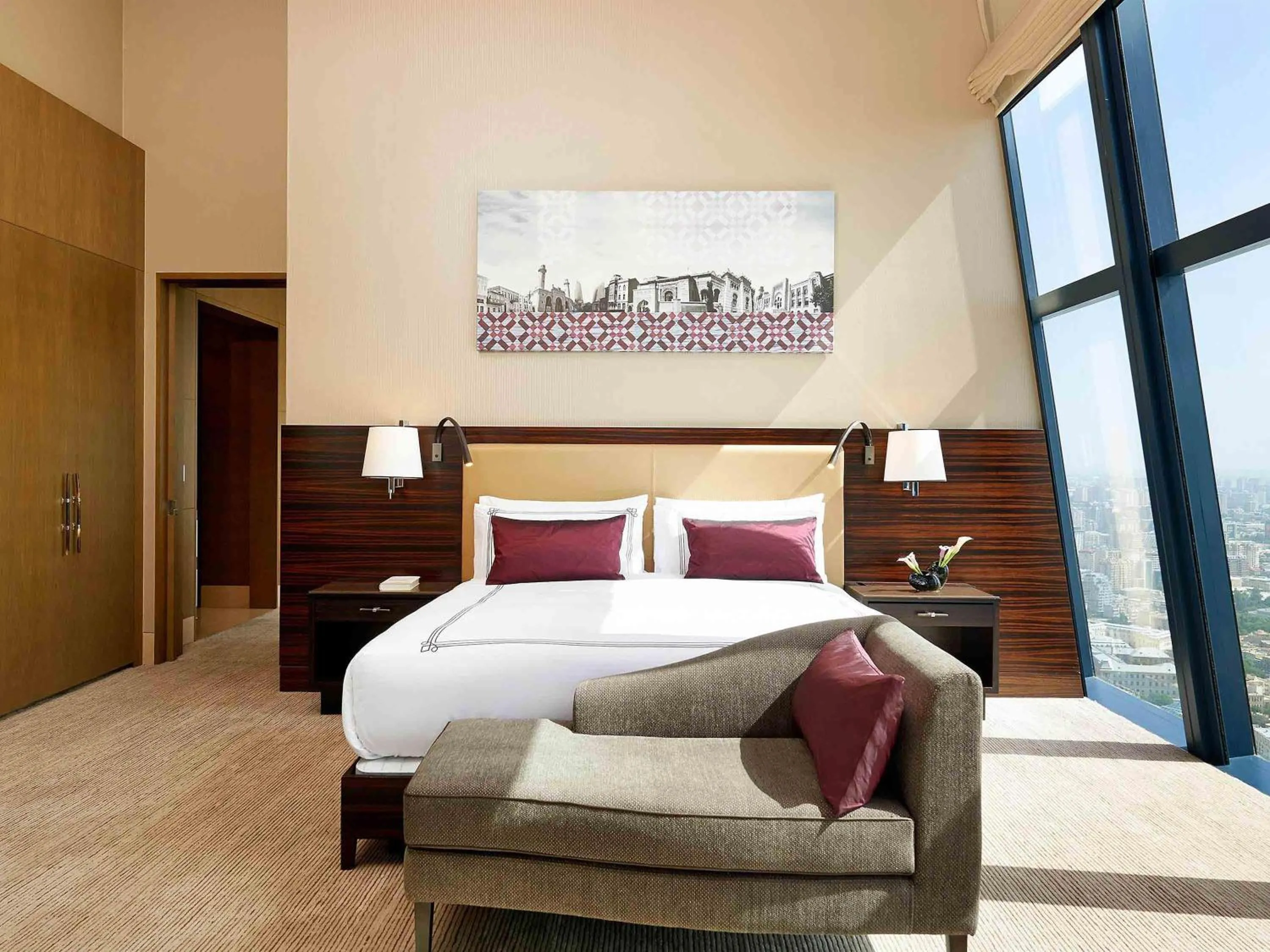 Bedroom, Bed in Fairmont Baku, Flame Towers