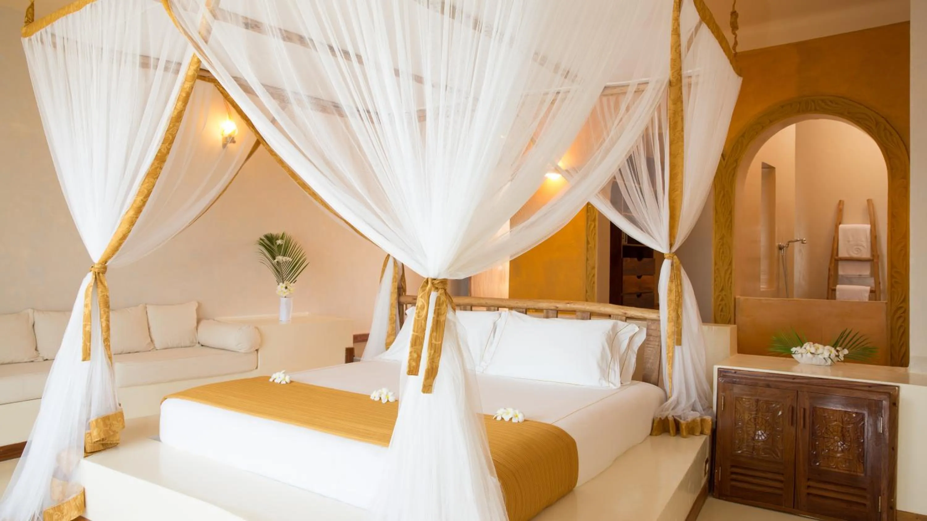 Bedroom, Bed in Gold Zanzibar Beach House & Spa