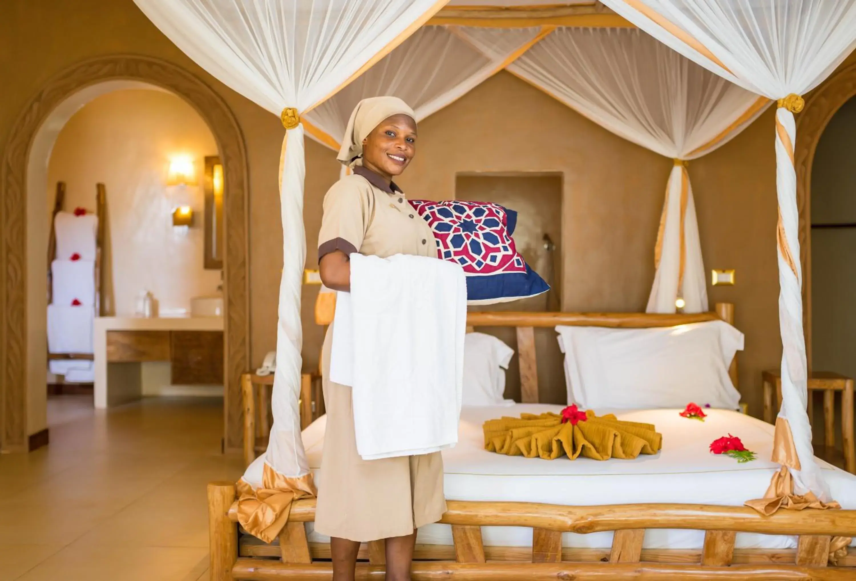 Staff, Bed in Gold Zanzibar Beach House & Spa Staff, Bed in Gold Zanzibar Beach House & Spa