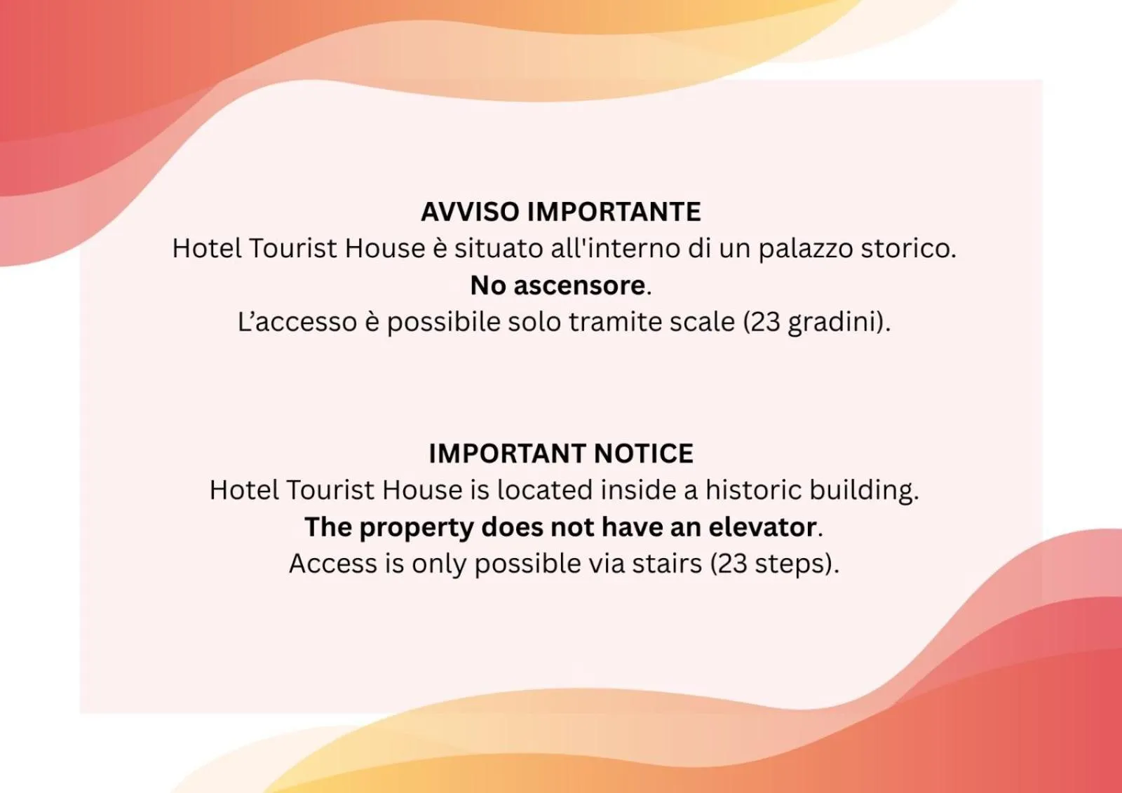 Text overlay in Hotel Tourist House