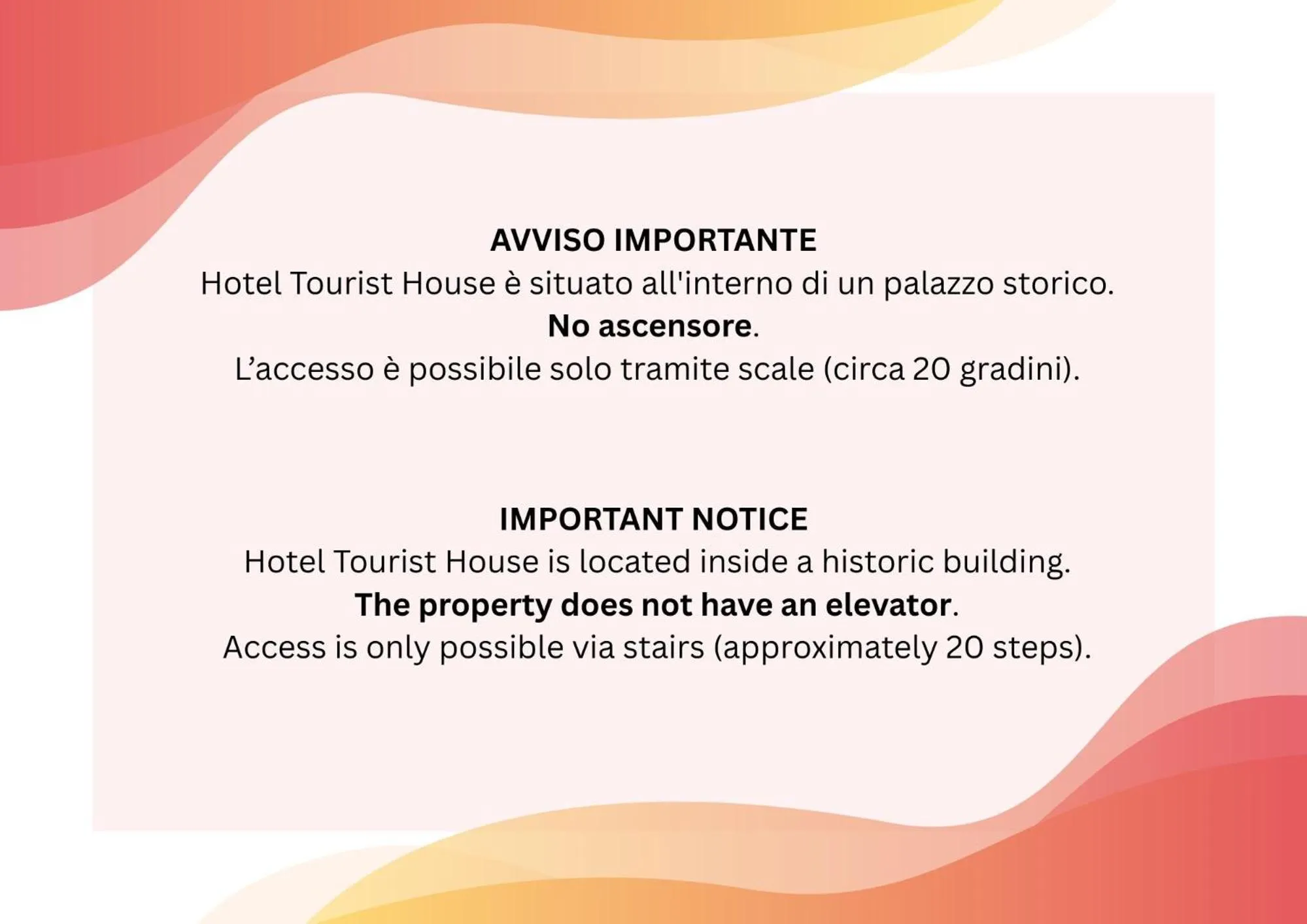 Text overlay in Hotel Tourist House