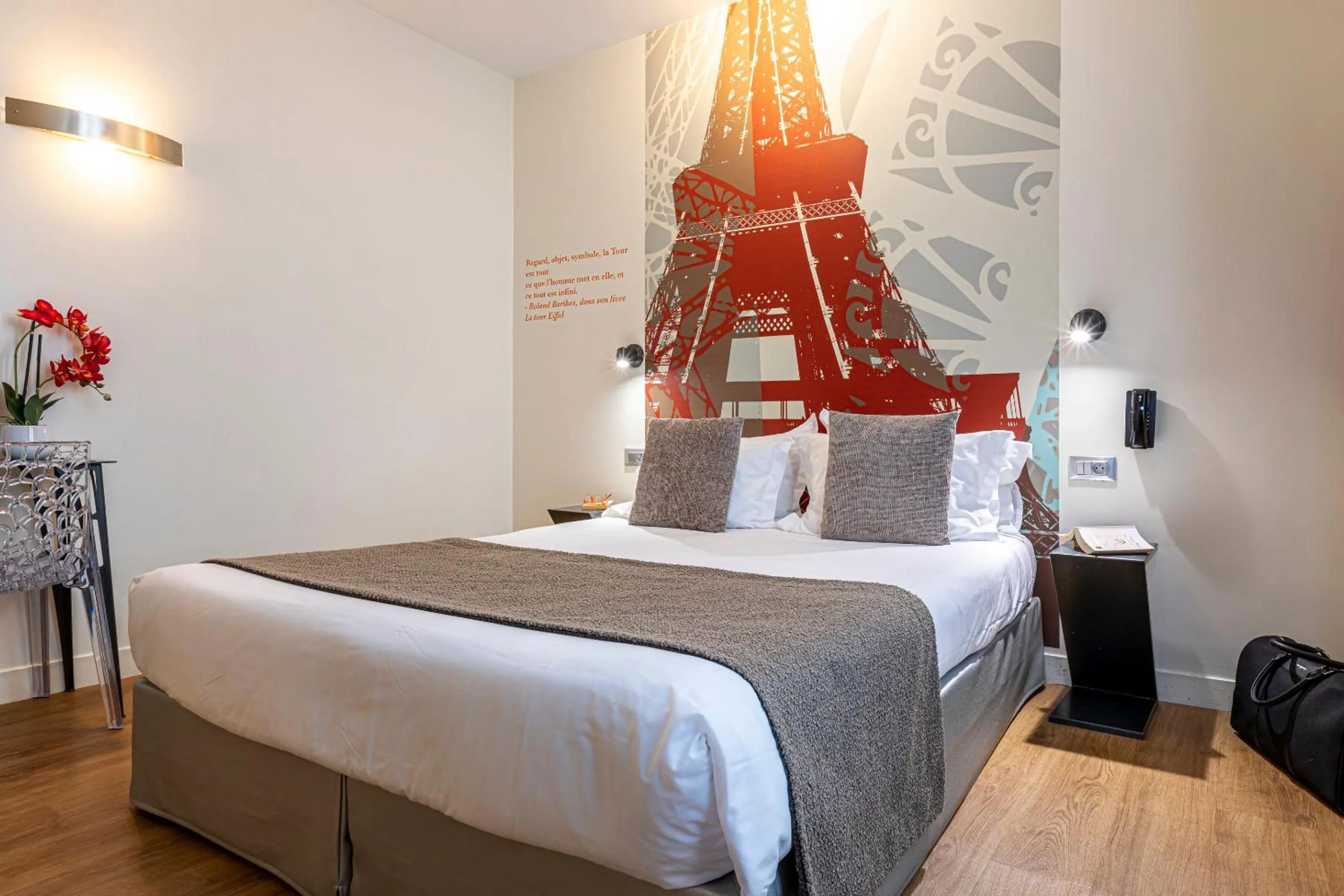 Bed in Hotel Alpha Paris Eiffel by Patrick Hayat