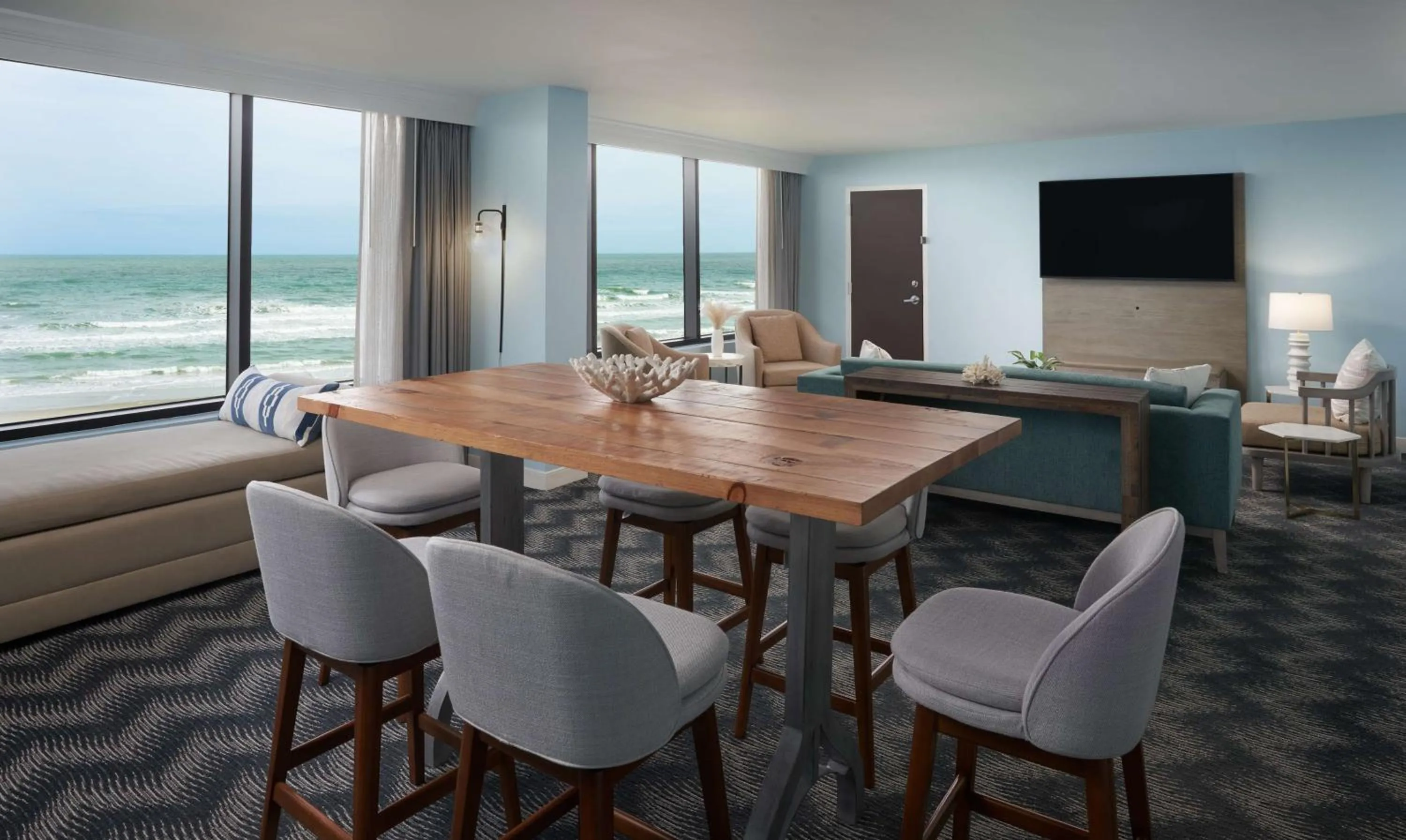 Living room in Hilton Cocoa Beach Oceanfront