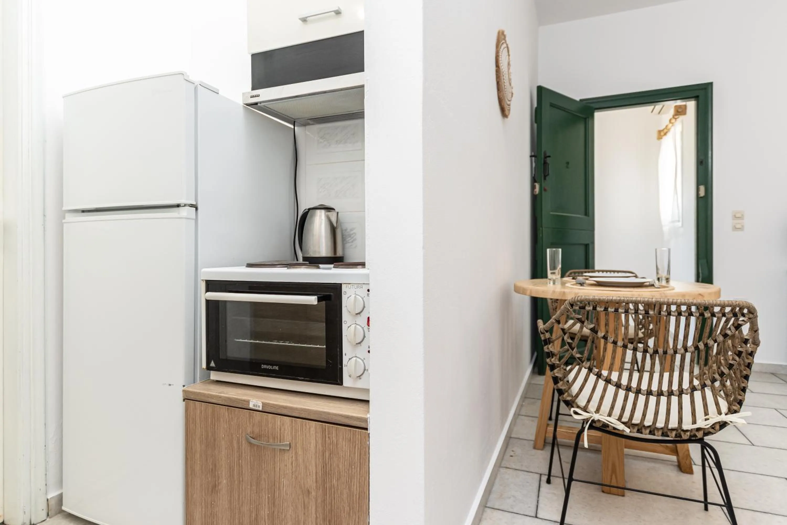 kitchen in Studios Vrettos Beachfront Hotel