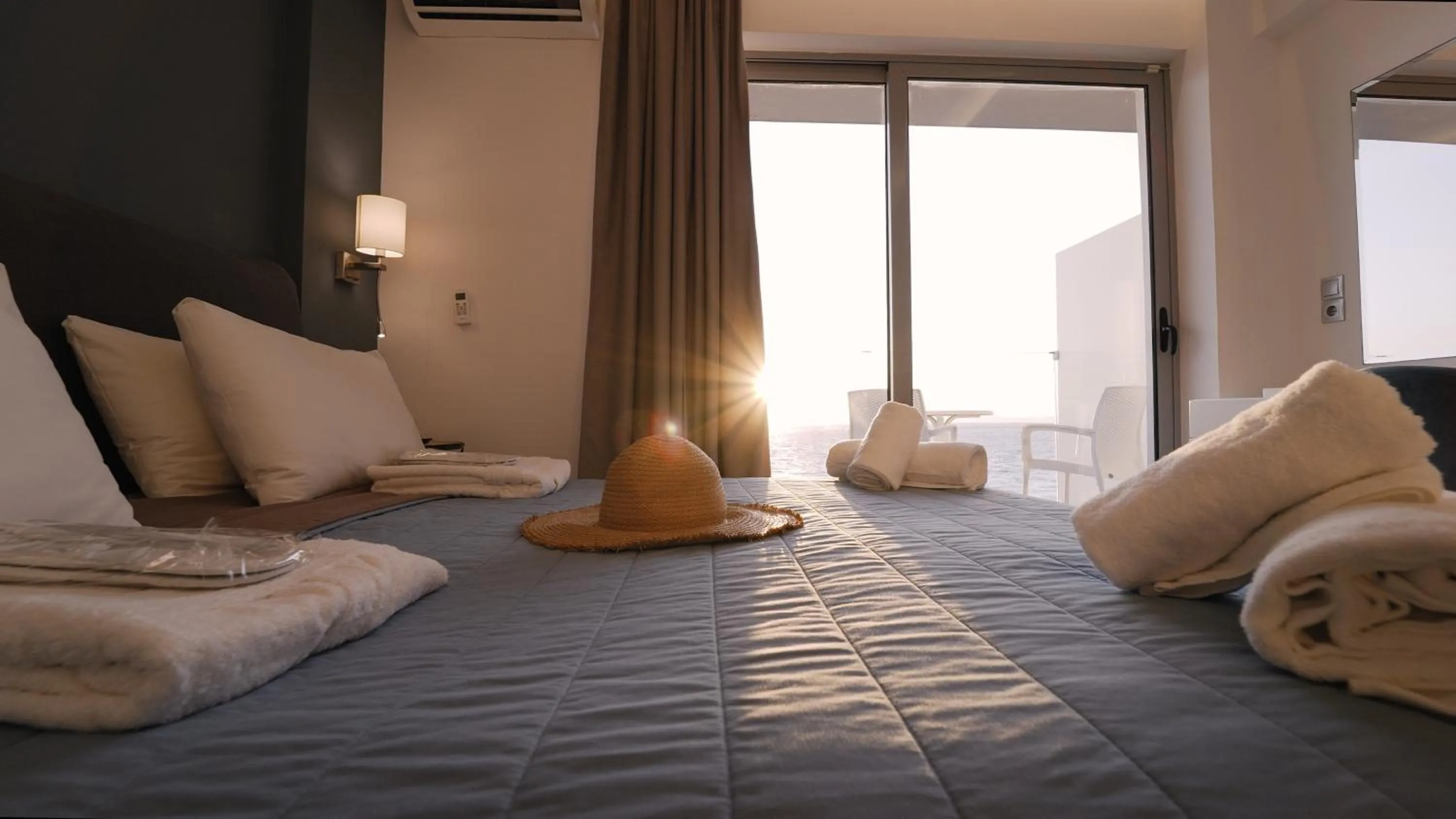 Bed in Sunrise Luxury Apartments Rhodes