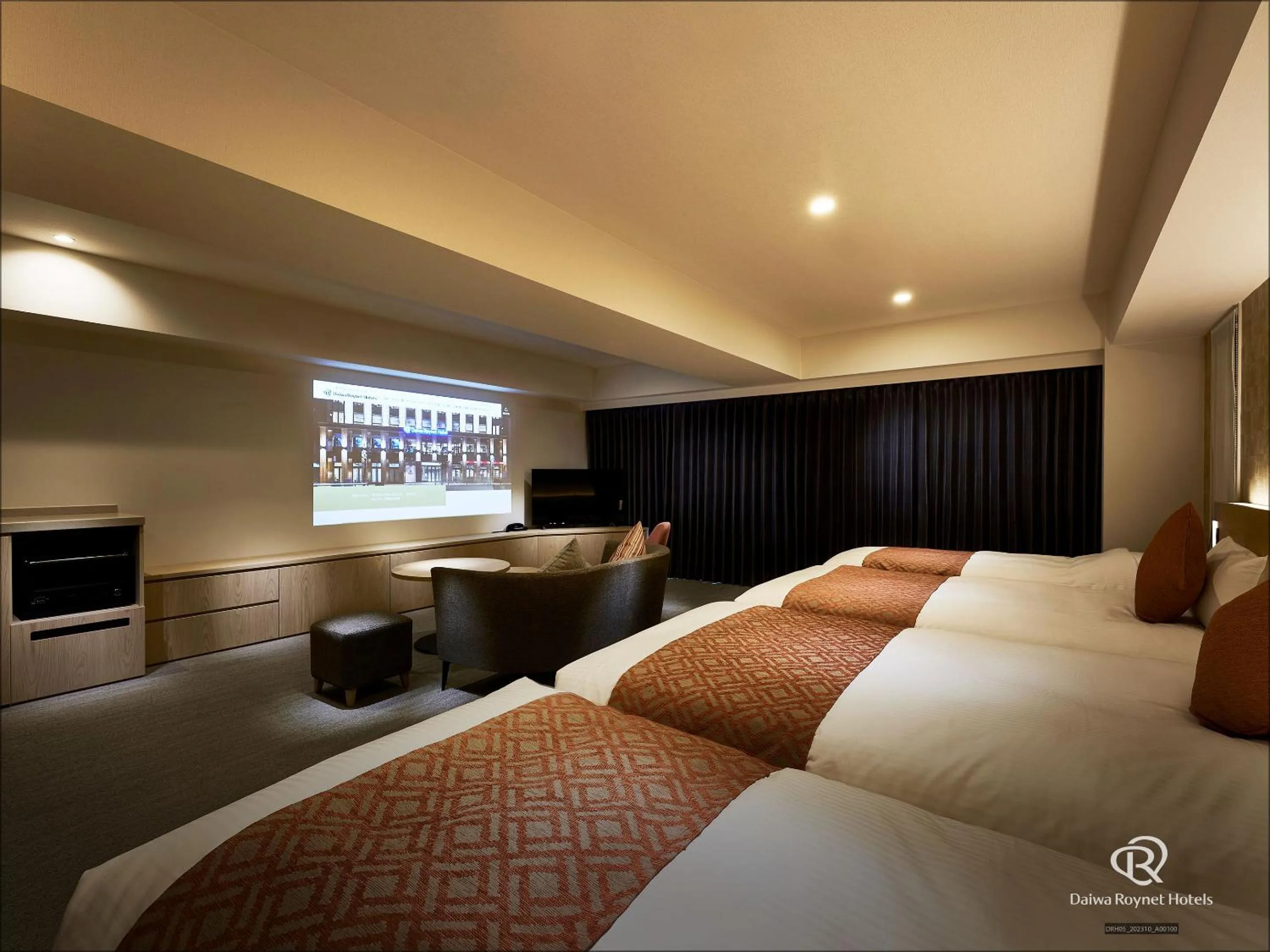 Living room, Bed in DEL style Osaka-Shinsaibashi by Daiwa Roynet Hotel