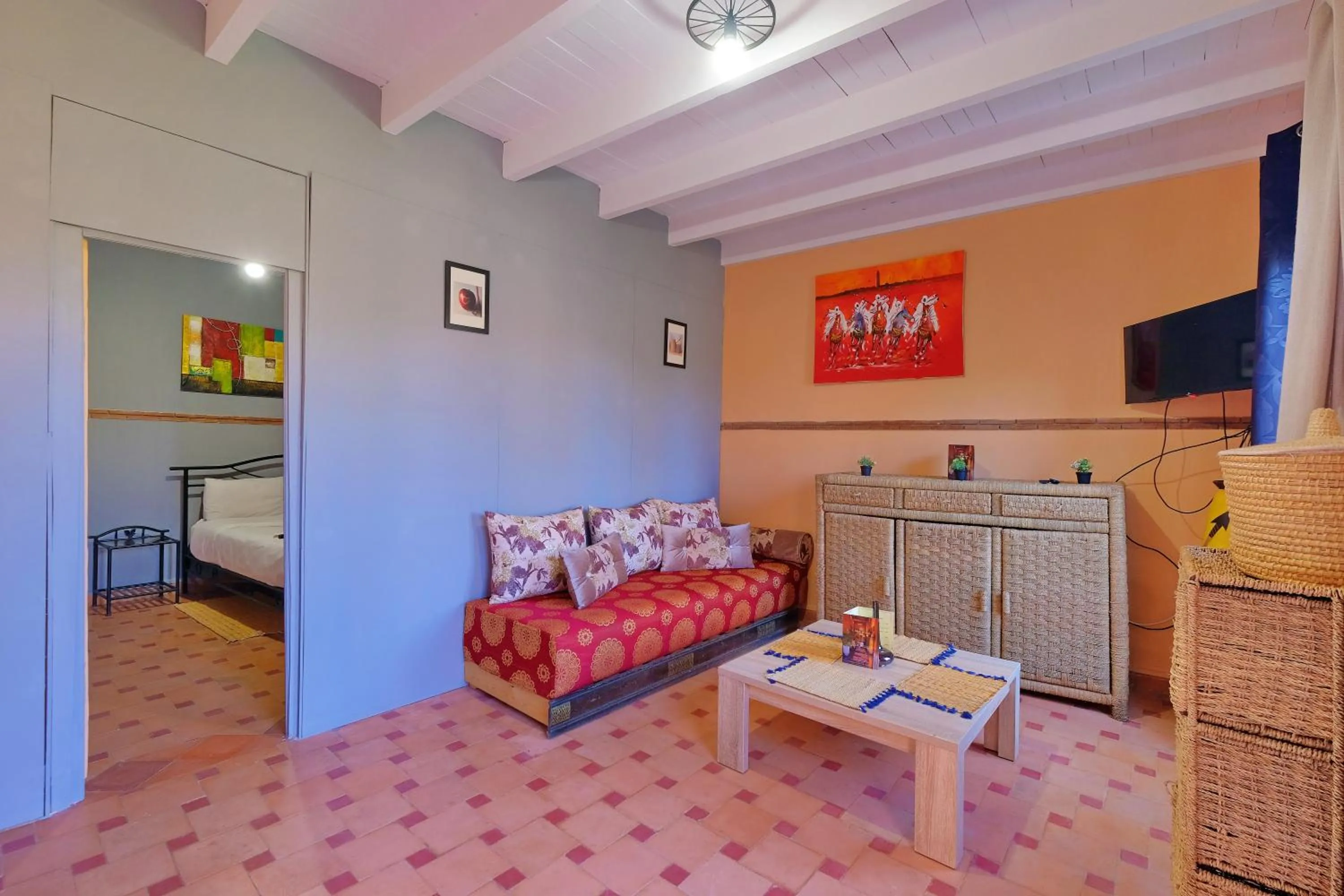 Living room, Bed in Hacienda Marrakech