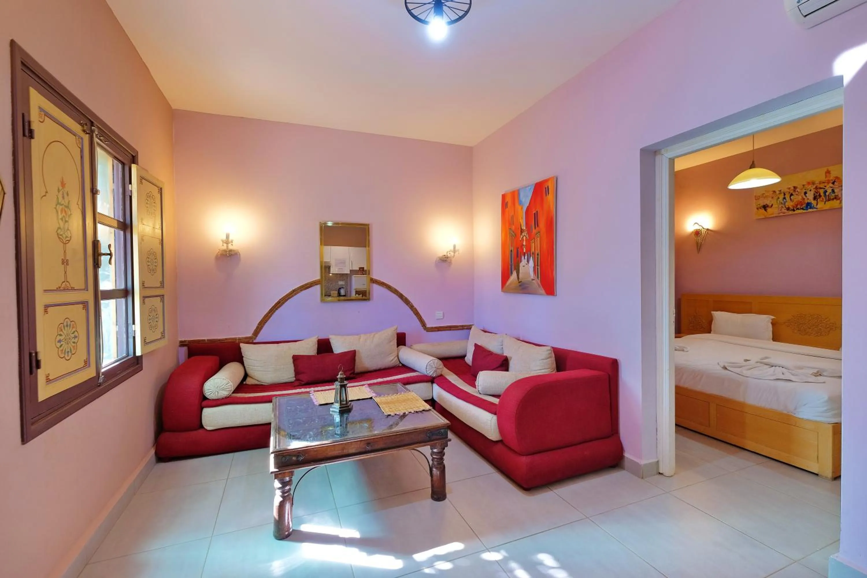 Living room, Bed in Hacienda Marrakech