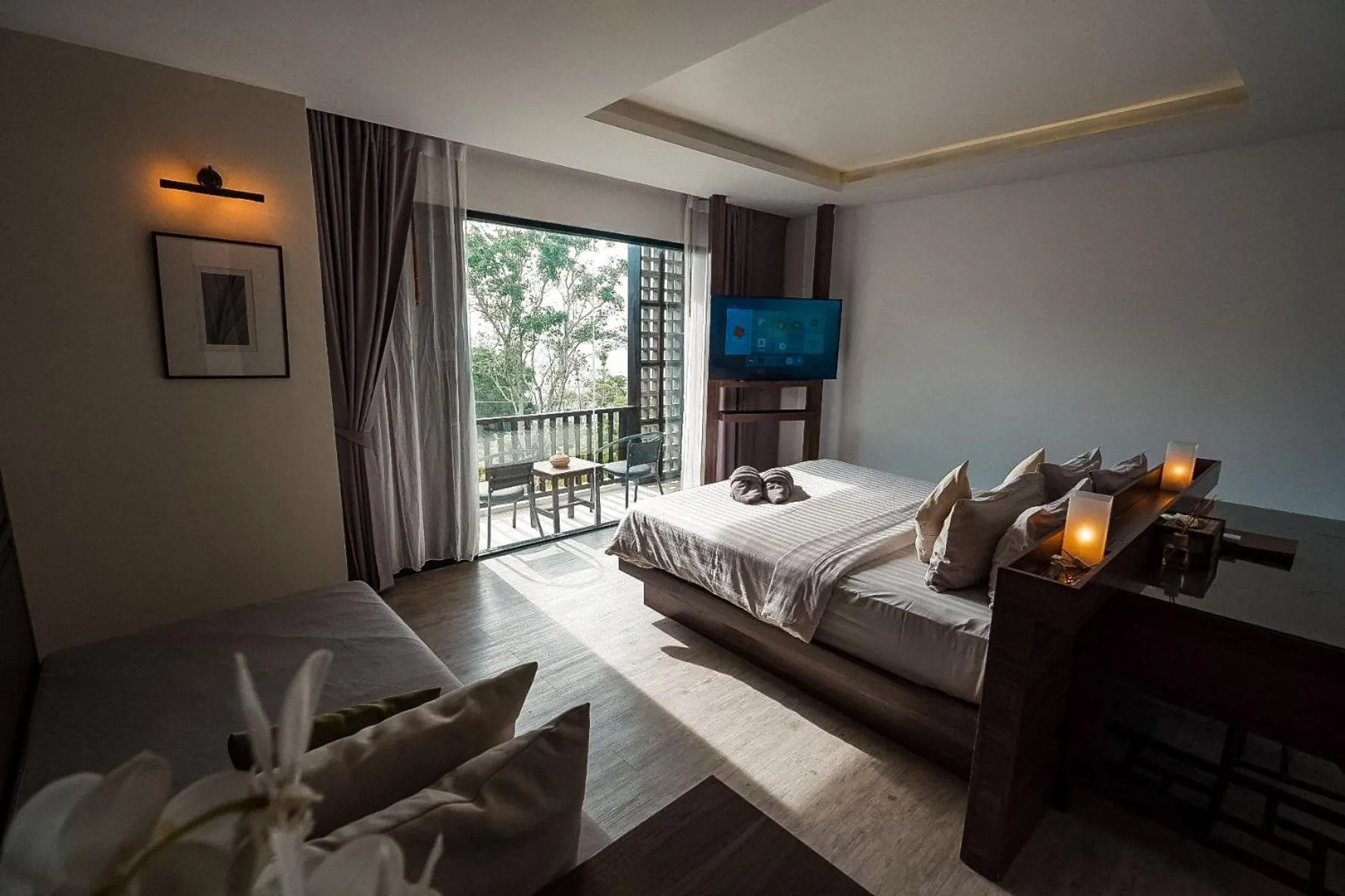 Bed in SriLanta Resort and Spa