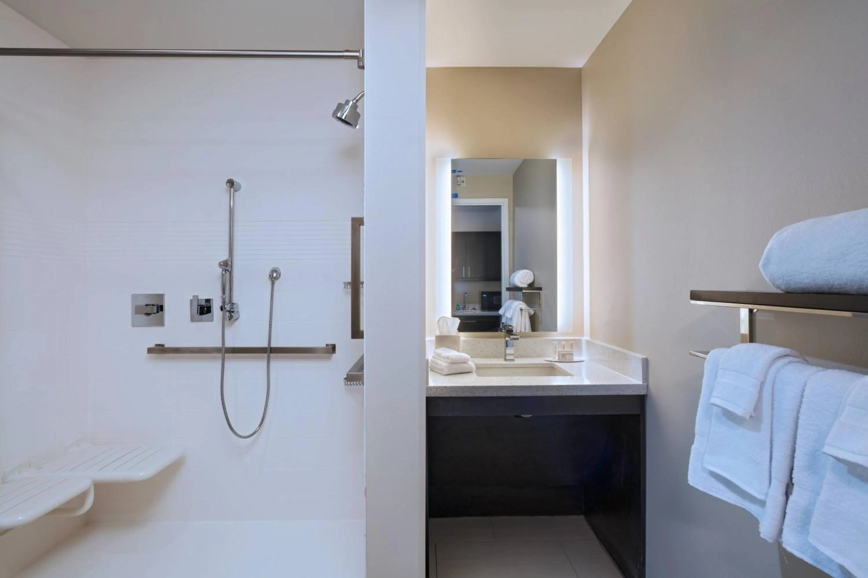 Bathroom, Bed in TownePlace Suites by Marriott Dallas DFW Airport North/Irving