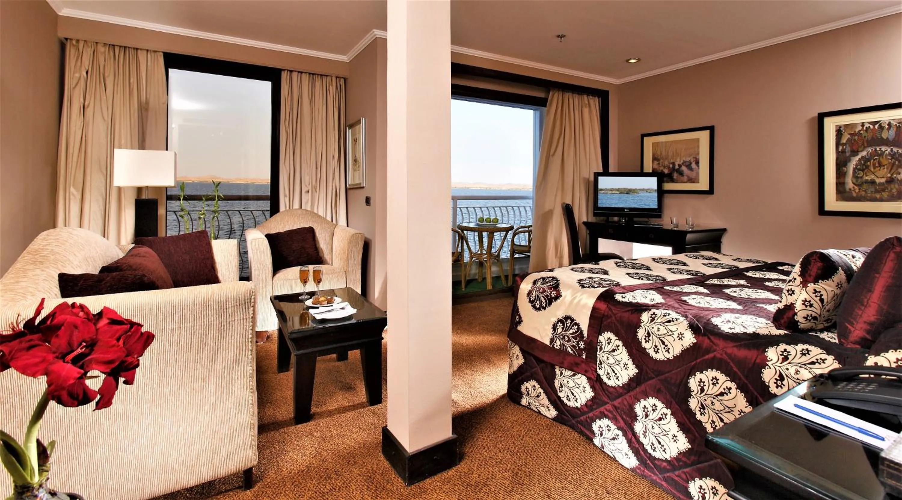 Photo of the whole room, Bed in Steigenberger Omar El Khayam Nile Cruise - Every Monday from Aswan for 07 & 04 Nights - Every Friday From Abu Simbel for 03 Nights