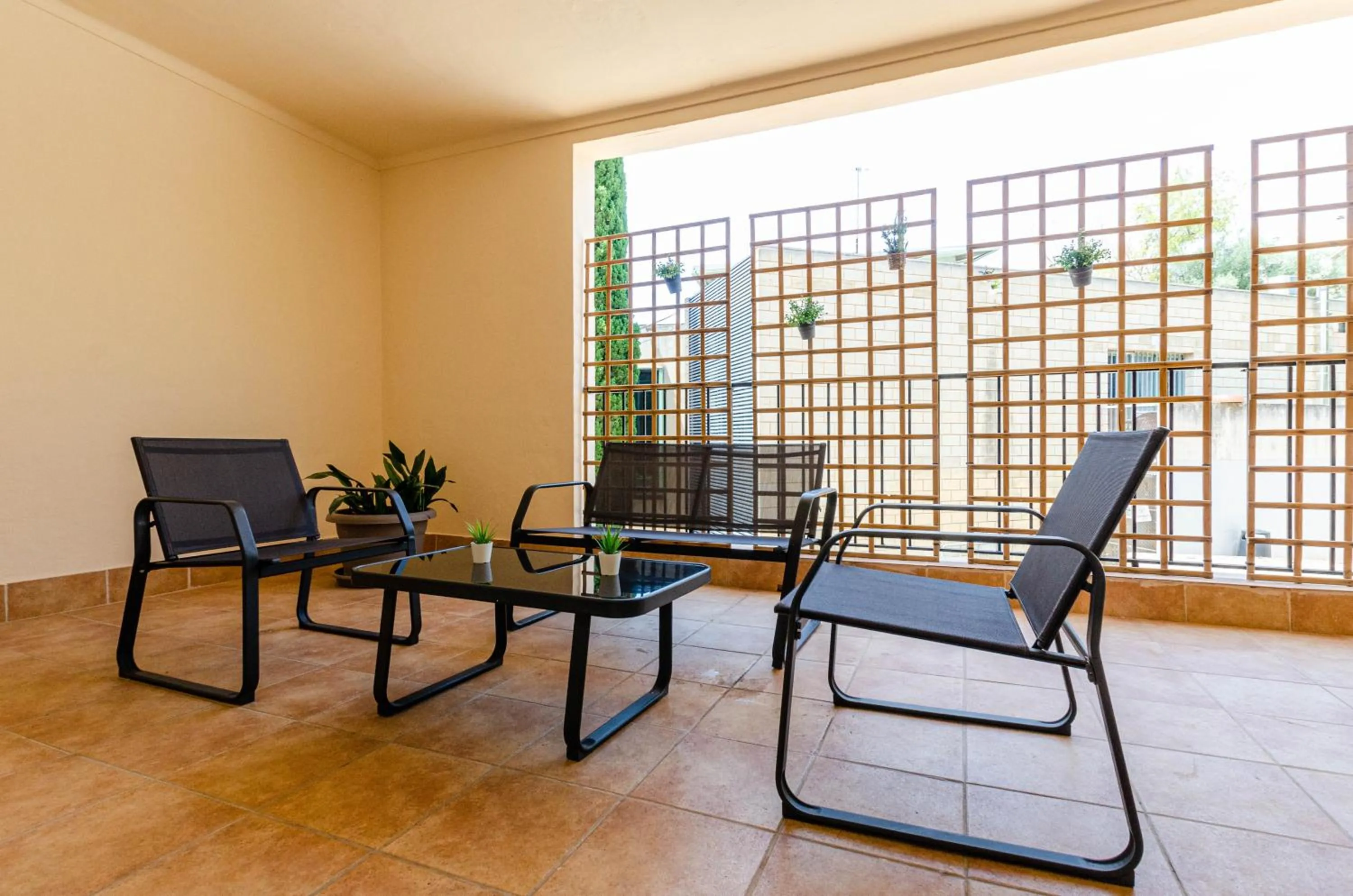 Seating area in Port Apartments