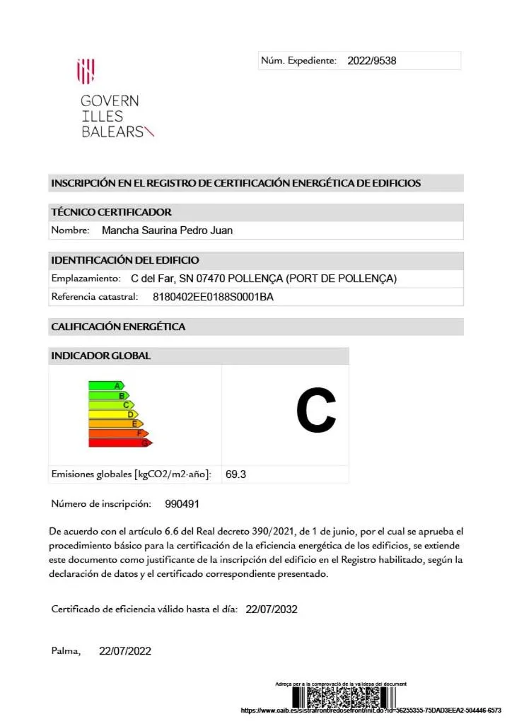 Certificate/Award in Hoposa Pollensamar Apartamentos