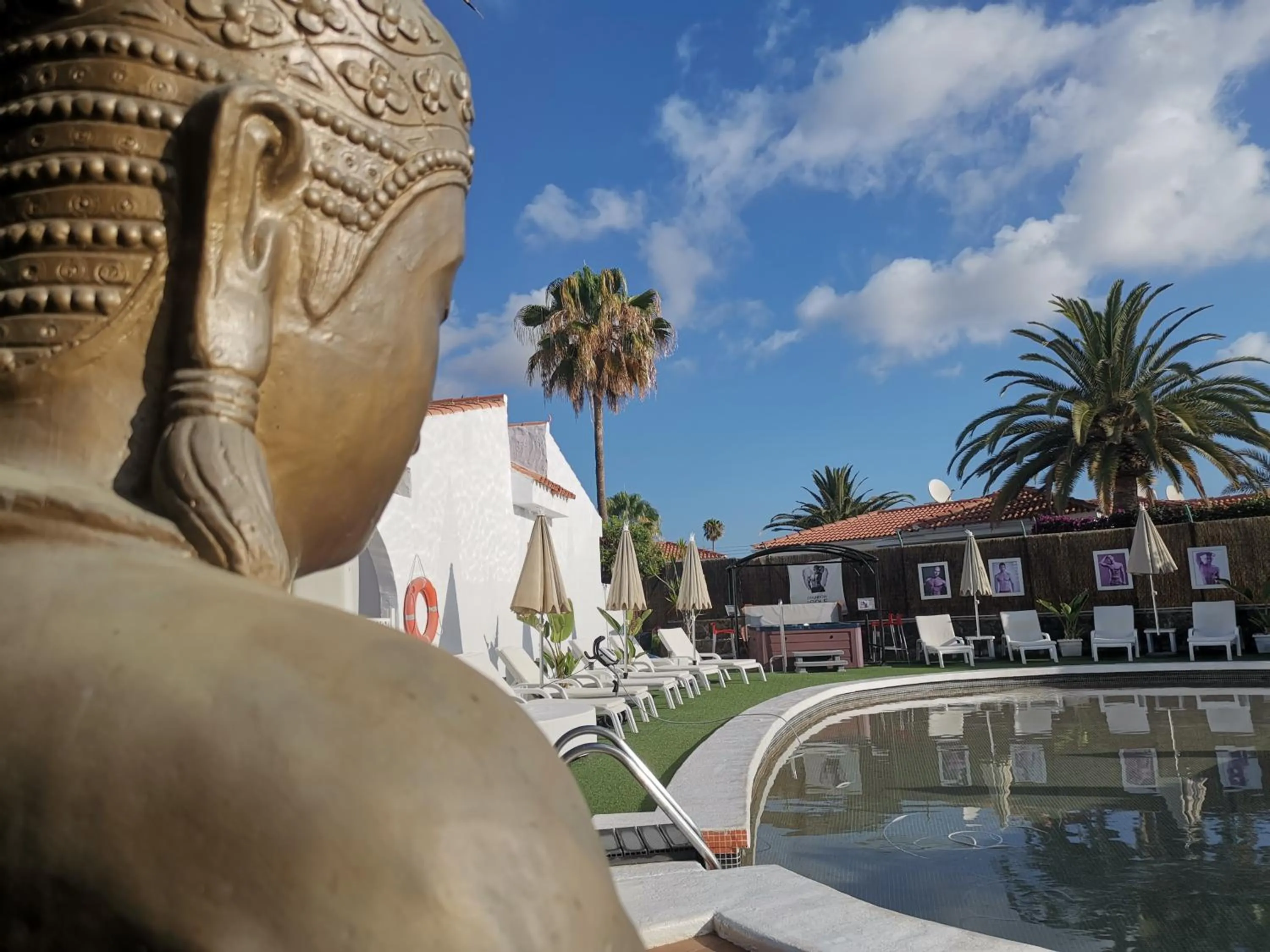 Pool view in Rainbow Golf Bungalows, Gay Men-only Resort