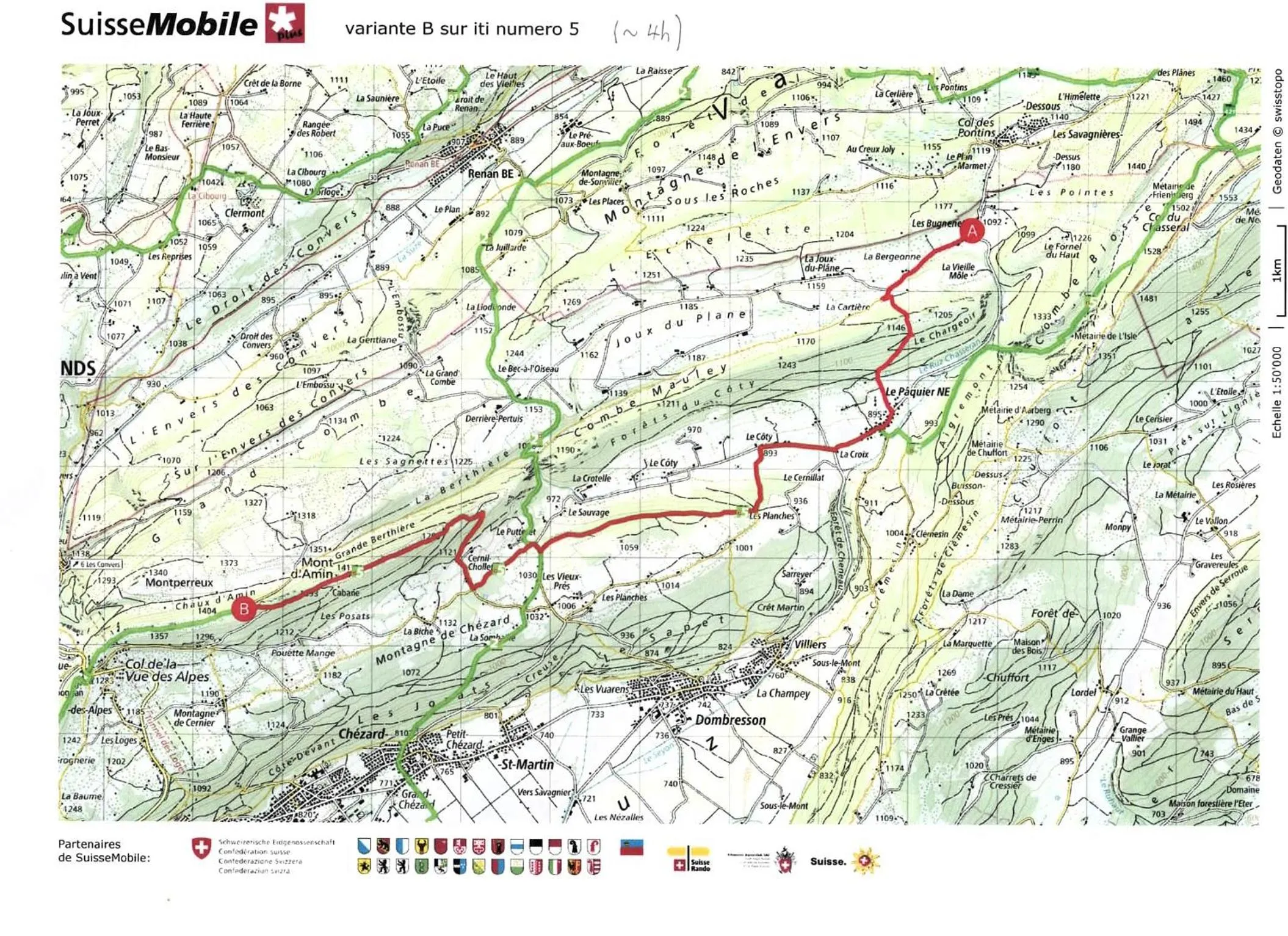 Hiking in Bonne Auberge Les Bugnenets