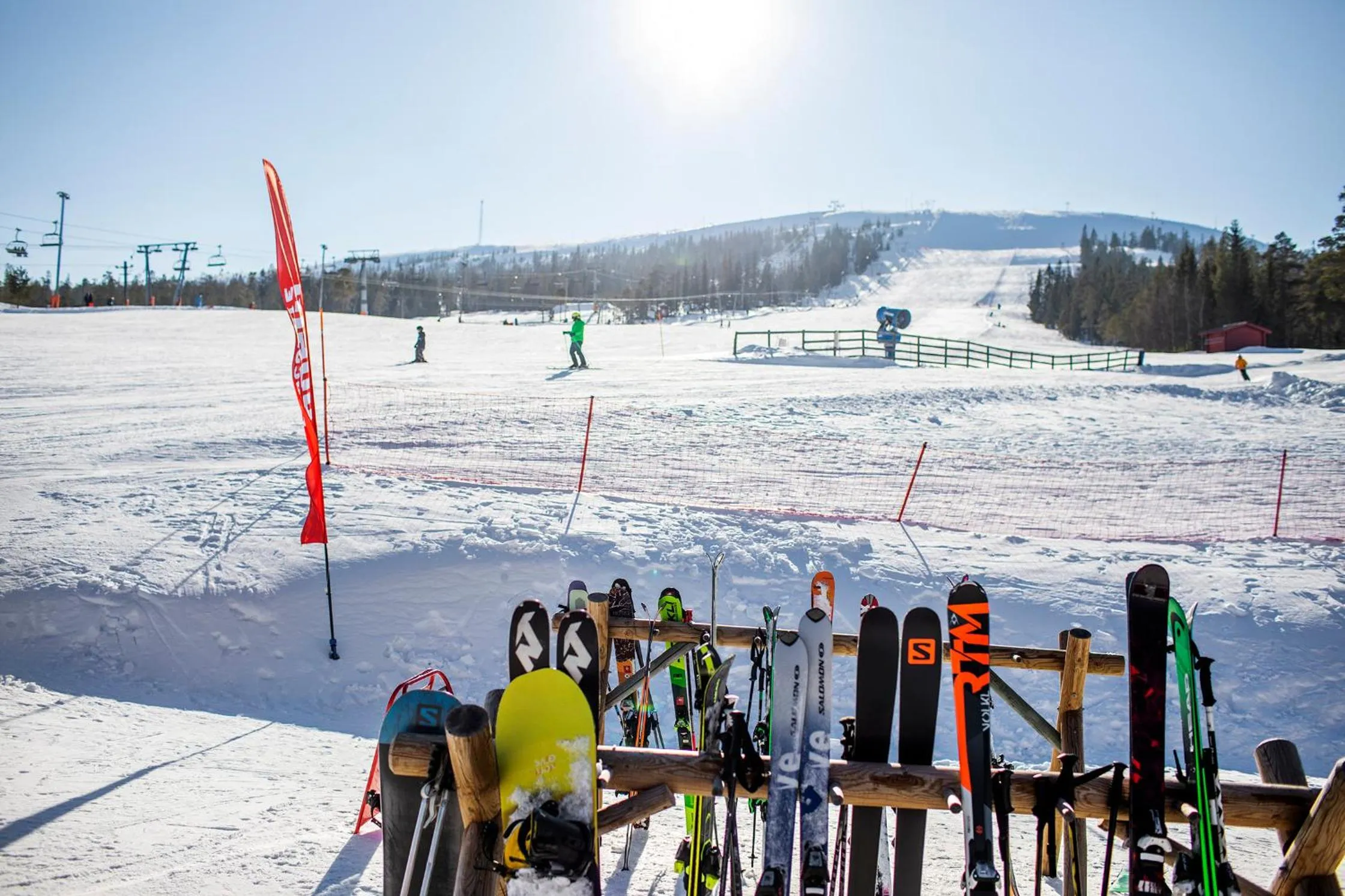 Skiing in Mountain Lodge