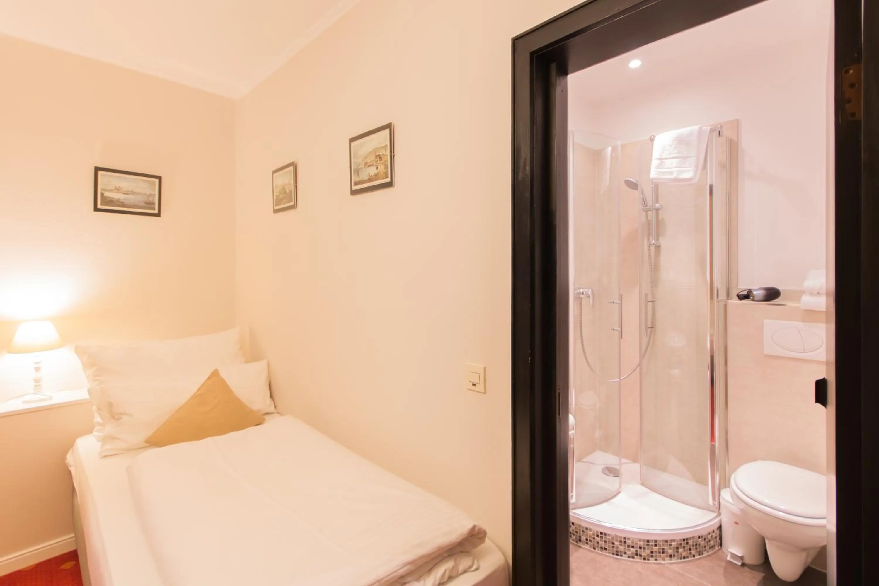 Shower, Bed in Hotel Weiler