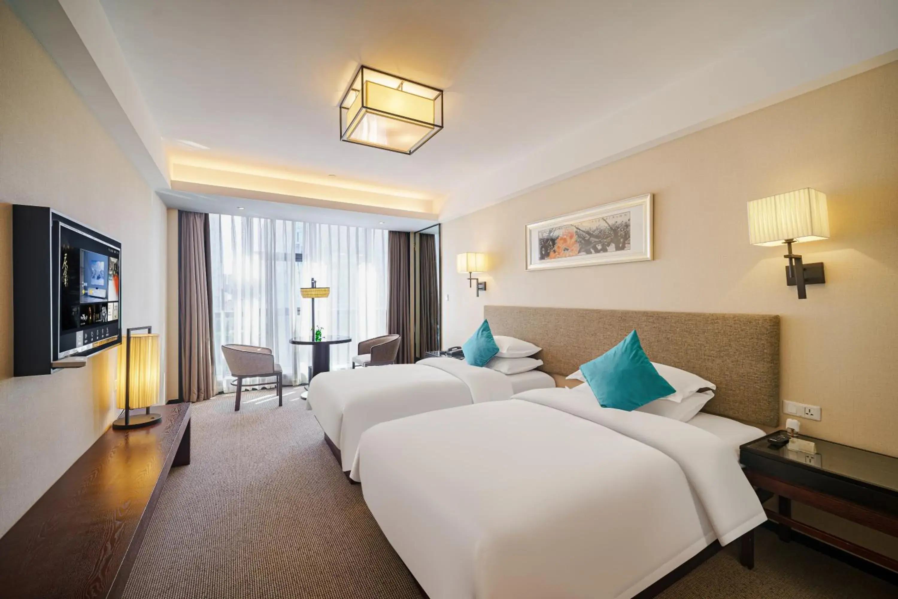 Deluxe Queen Room with Two Queen Beds in SSAW Boutique Hotel Ningbo CBD - Family Friendly & Business Travel Deluxe Queen Room with Two Queen Beds in SSAW Boutique Hotel Ningbo CBD - Family Friendly & Business Travel