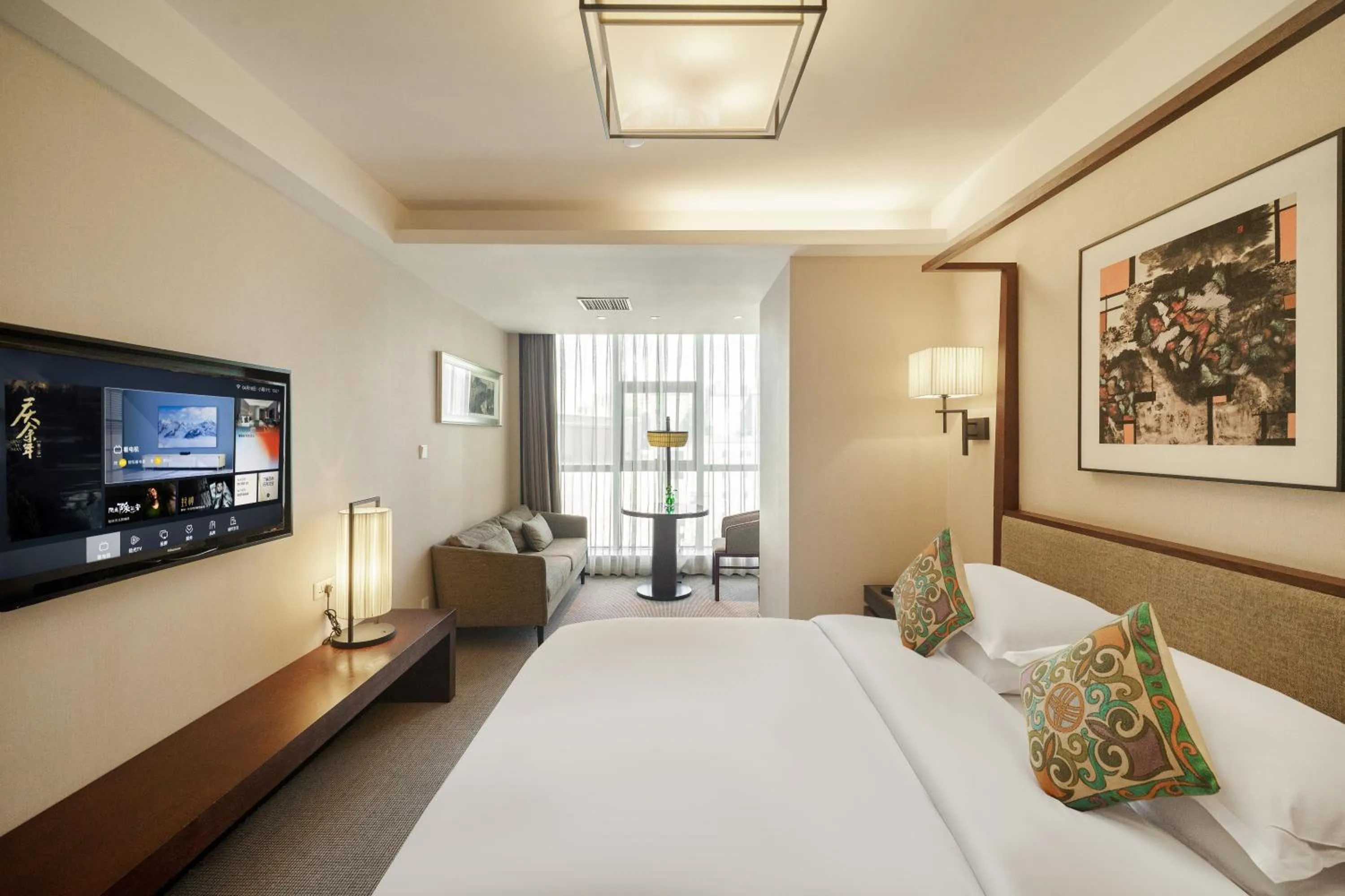 Communal lounge/ TV room, Bed in SSAW Boutique Hotel Ningbo CBD - Family Friendly & Business Travel
