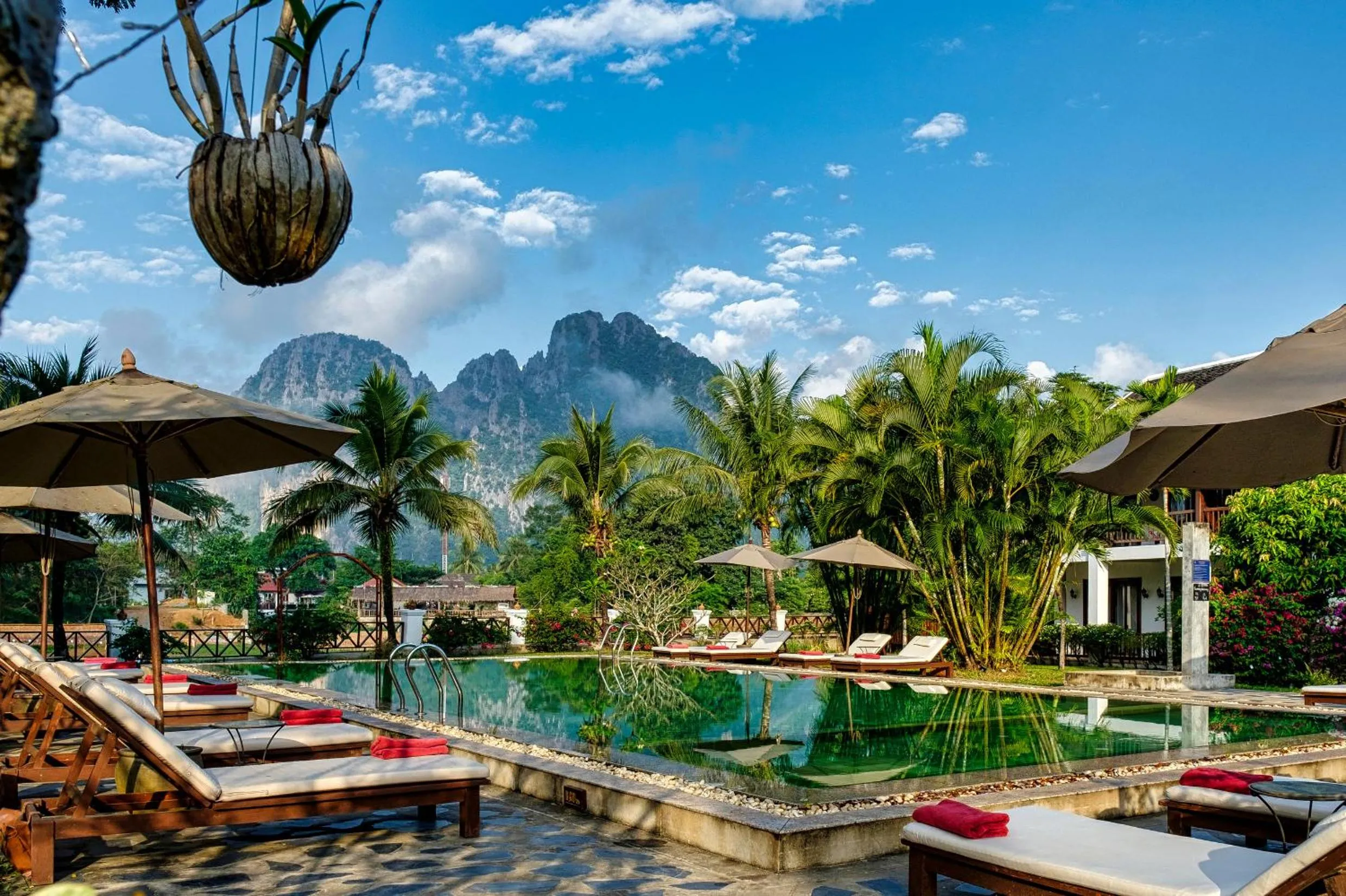 Mountain view in Riverside Boutique Resort, Vang Vieng