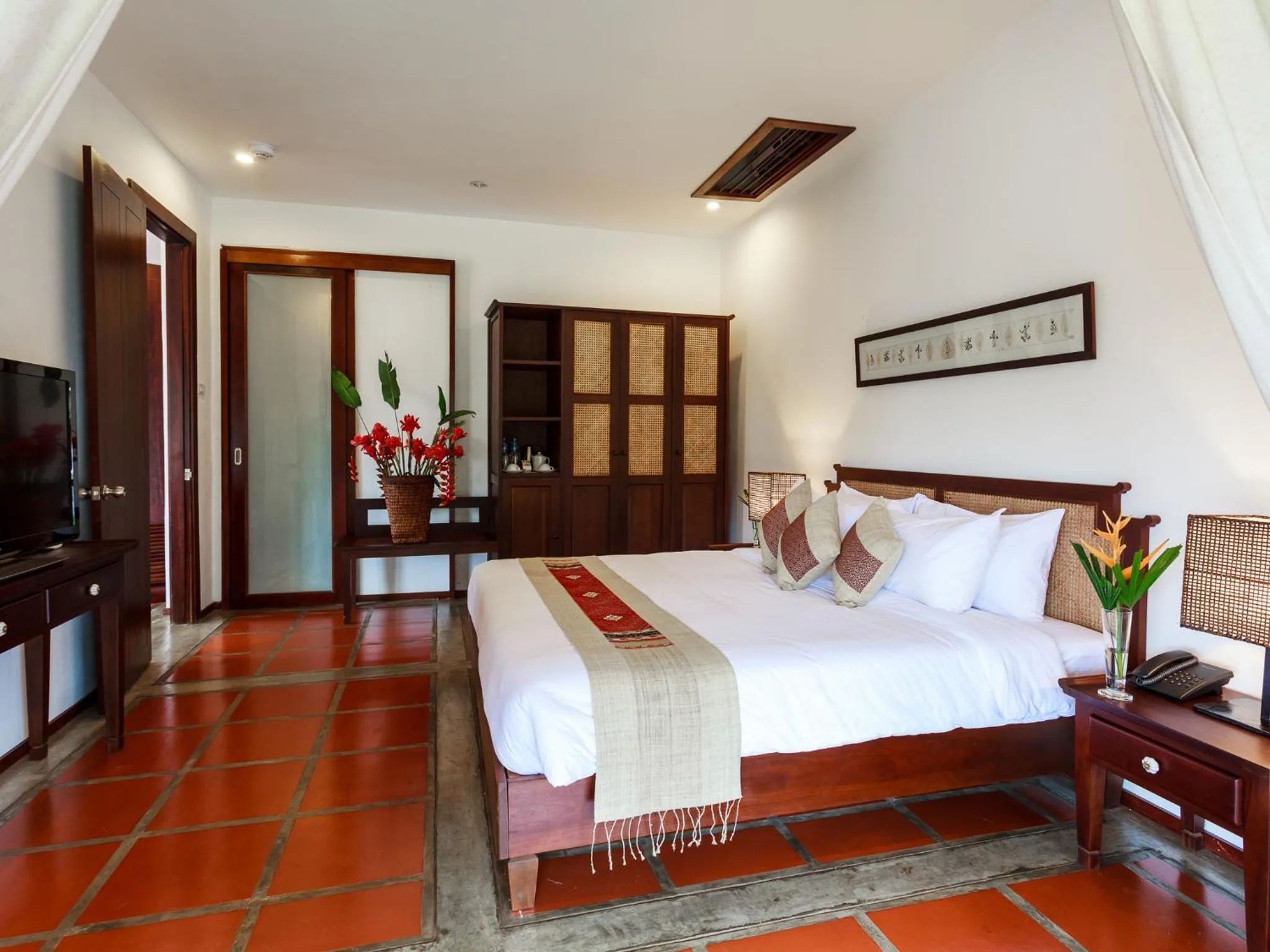 Bedroom, Bed in Riverside Boutique Resort, Vang Vieng