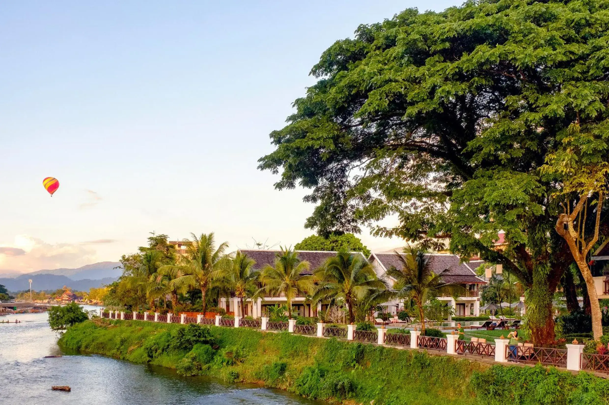 Garden view in Riverside Boutique Resort, Vang Vieng Garden view in Riverside Boutique Resort, Vang Vieng