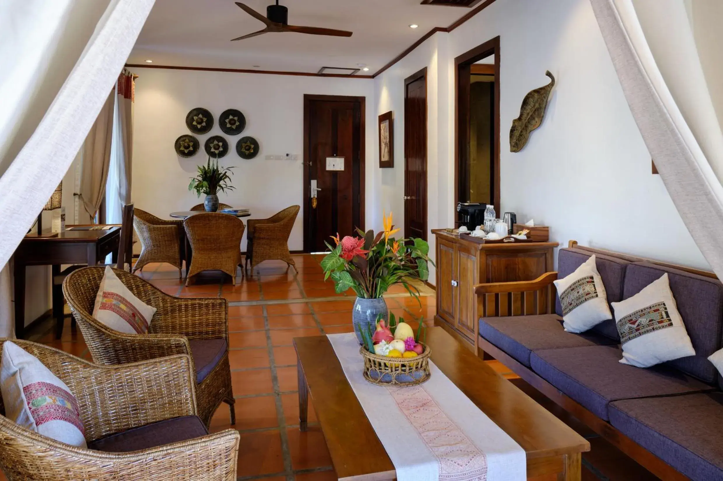 Living room in Riverside Boutique Resort, Vang Vieng Living room in Riverside Boutique Resort, Vang Vieng