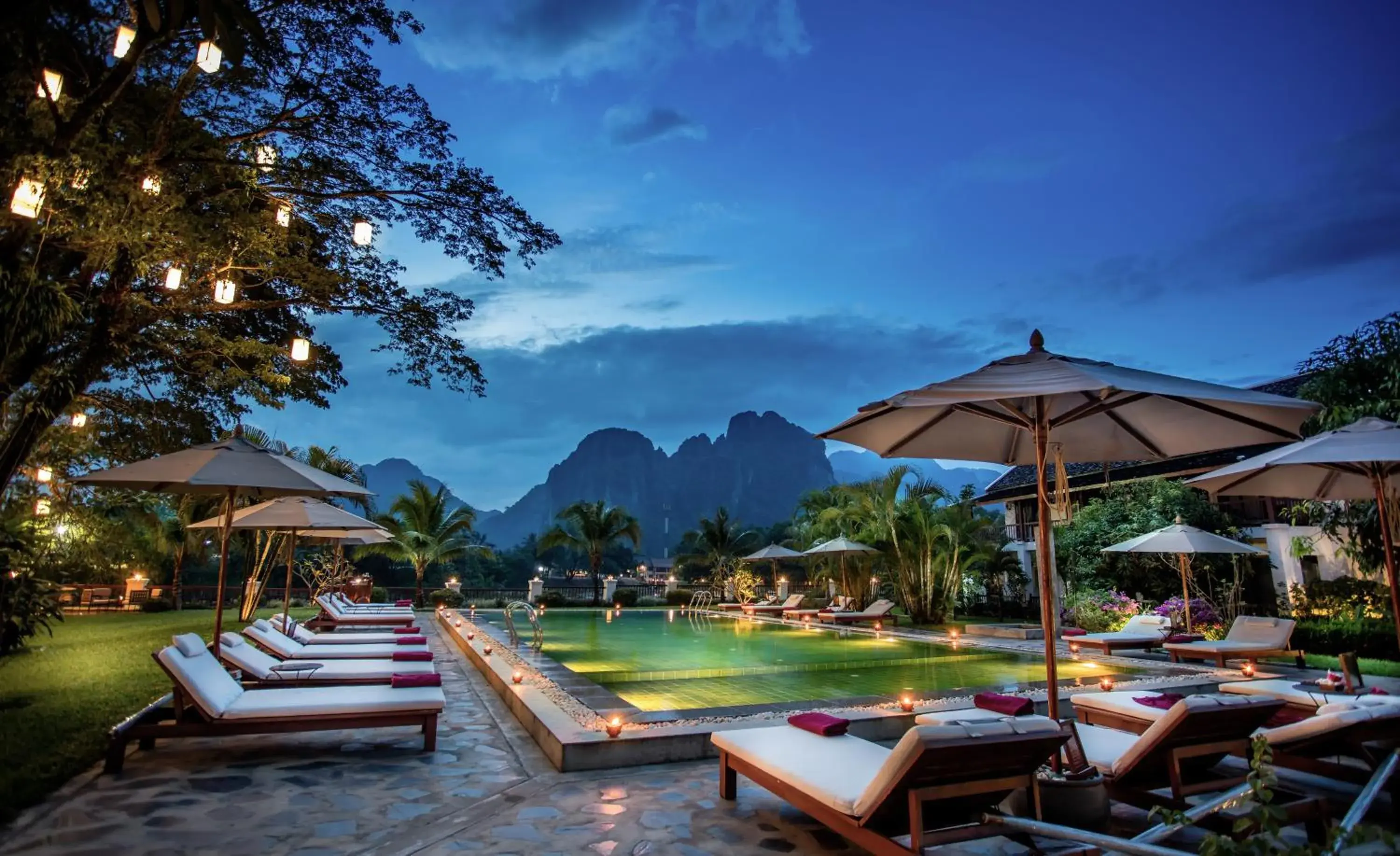 Mountain view in Riverside Boutique Resort, Vang Vieng Mountain view in Riverside Boutique Resort, Vang Vieng