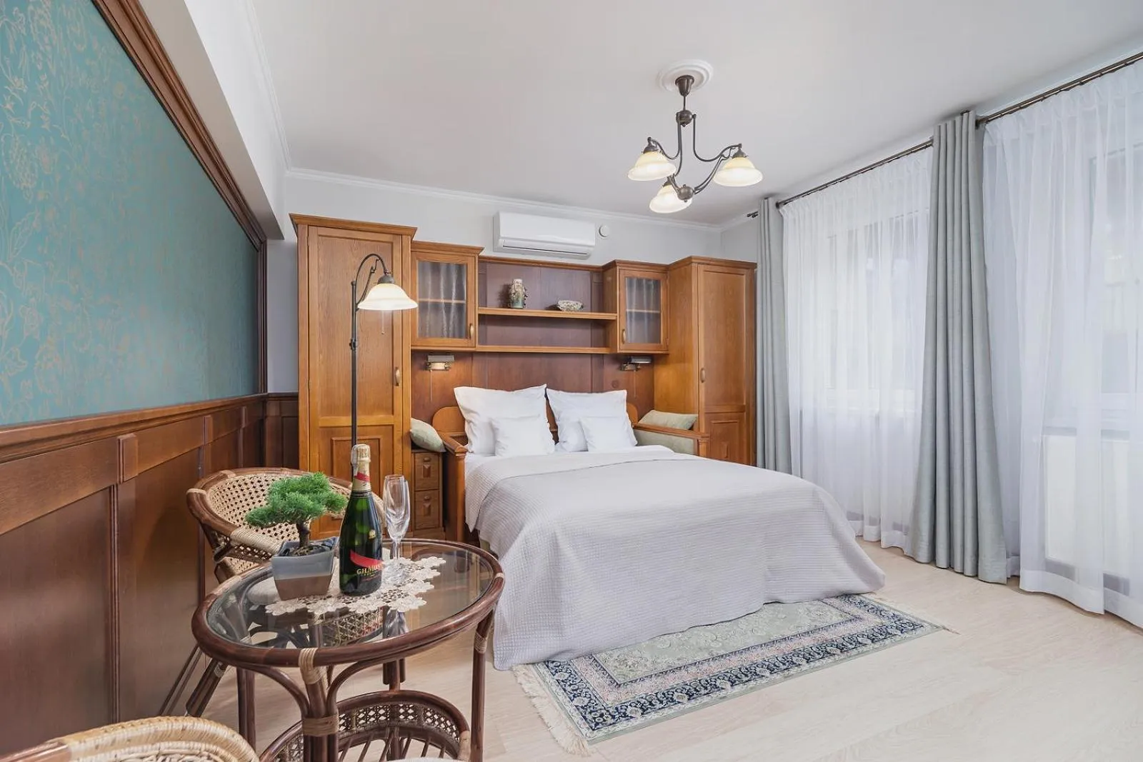 Living room, Bed in Elegant Apartments