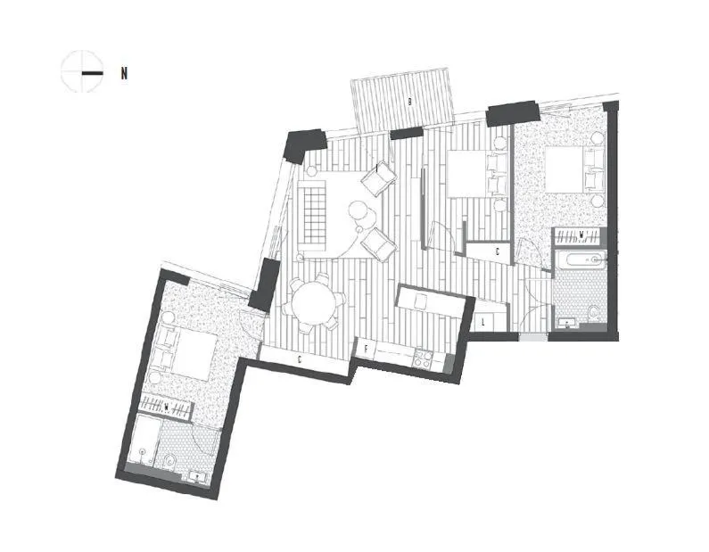Floor plan in London City Island 3 Bedroom Luxury Apartments, Canary Wharf