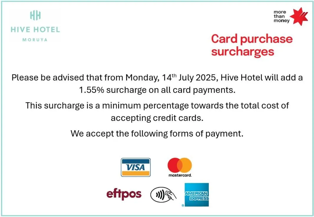 Text overlay in Hive Hotel, Moruya