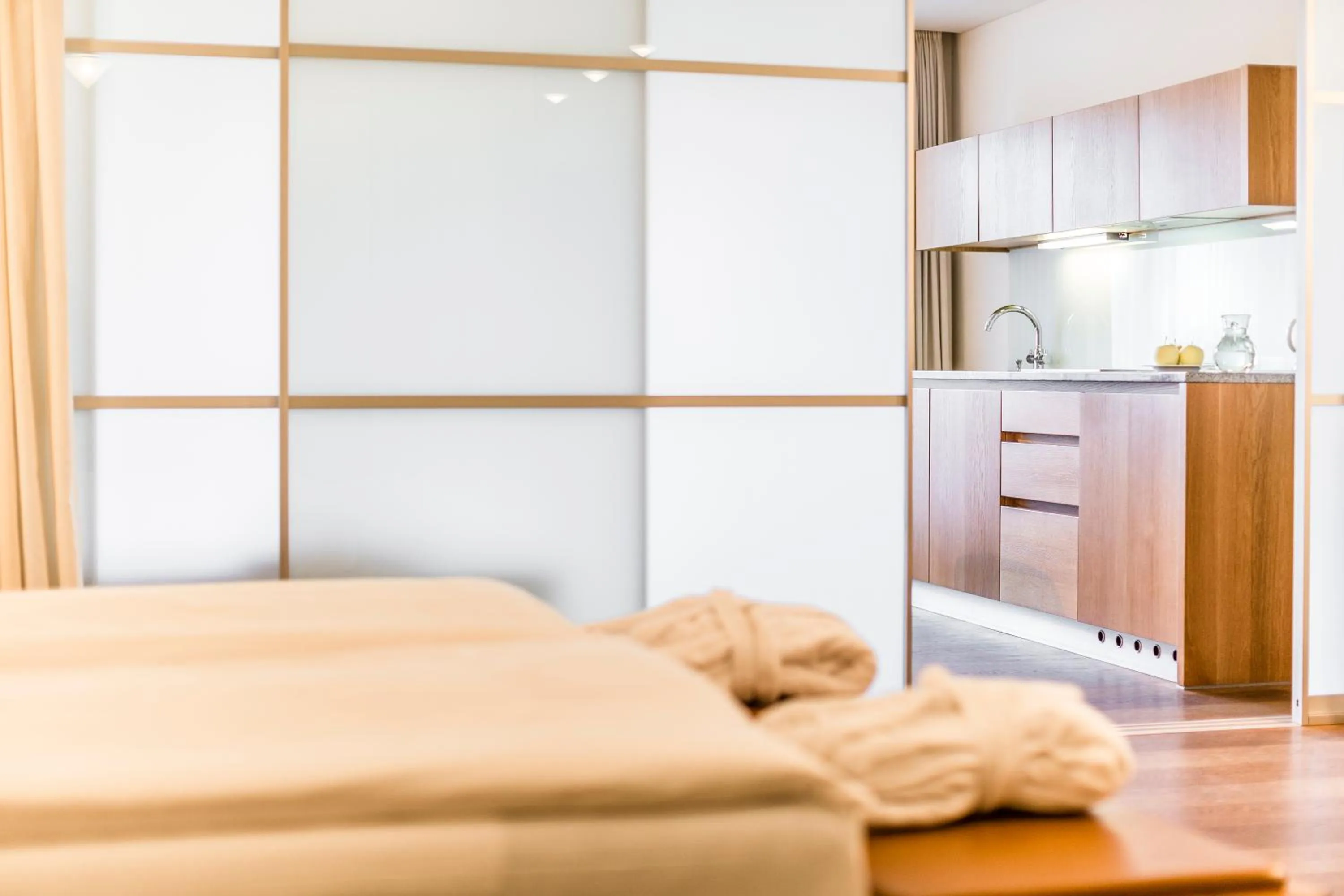 Kitchen or kitchenette, Bed in Schgaguler Hotel