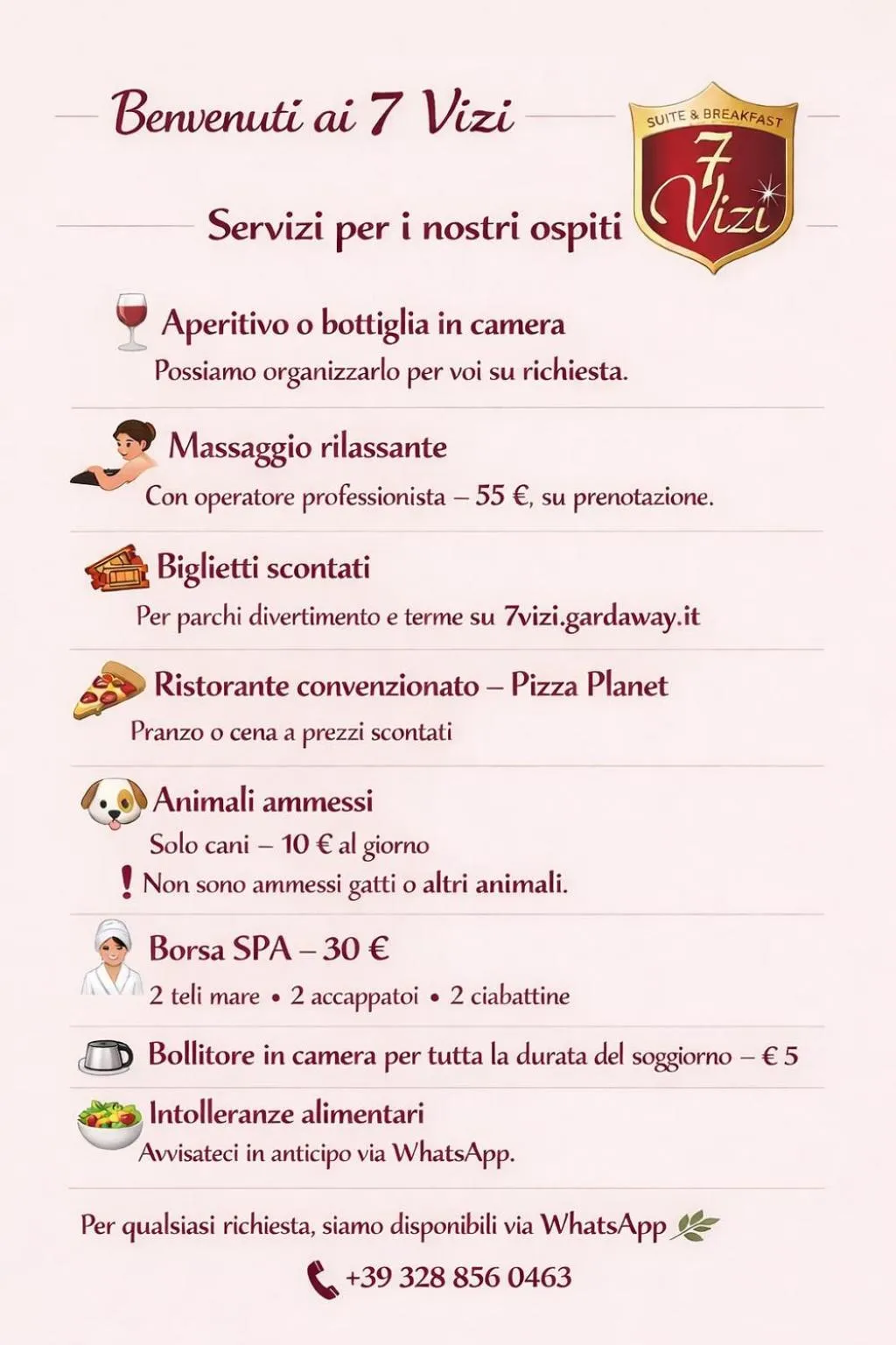 Area and facilities in B&B 7 Vizi