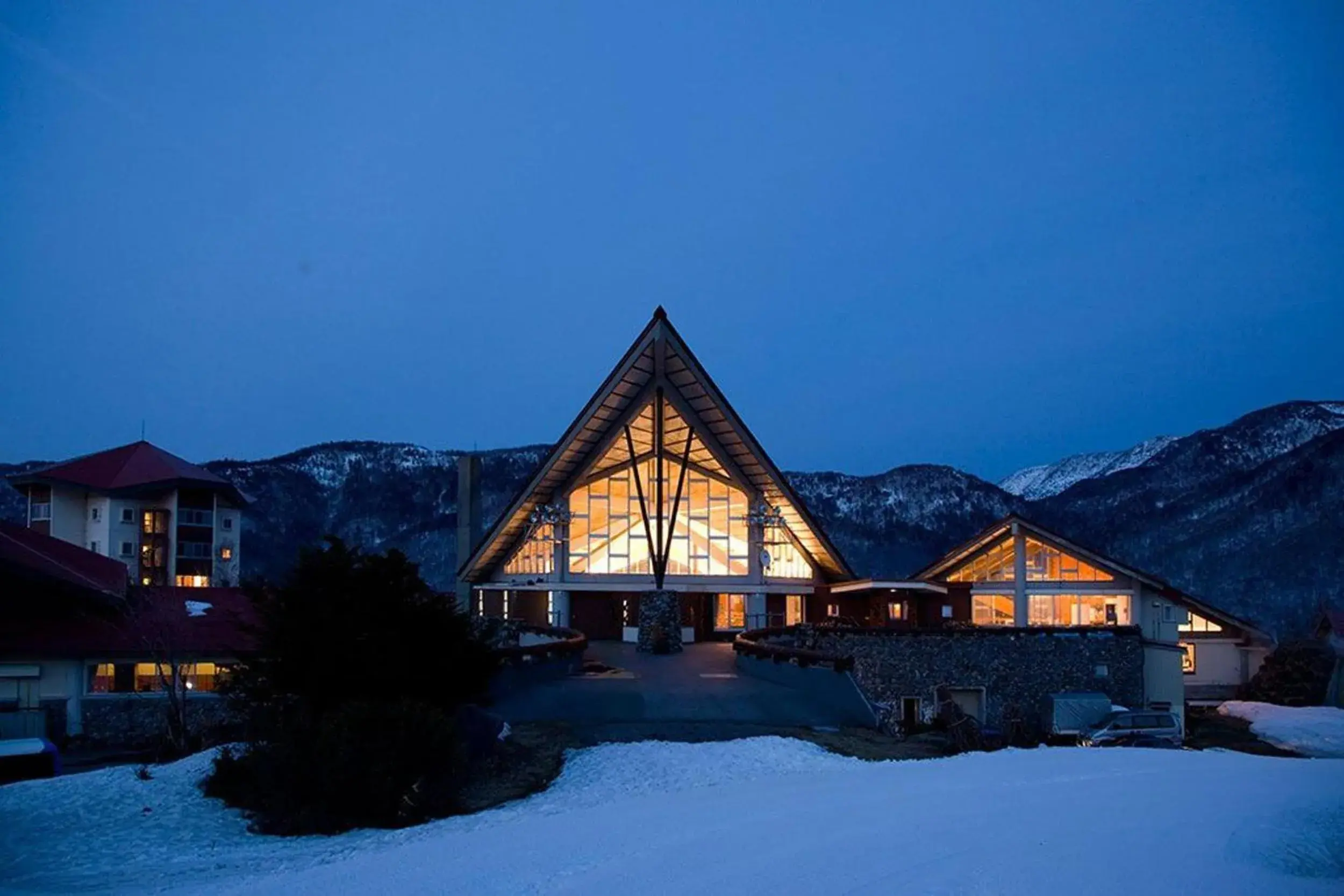 Facade/entrance, Winter in Okushiga Kogen Hotel