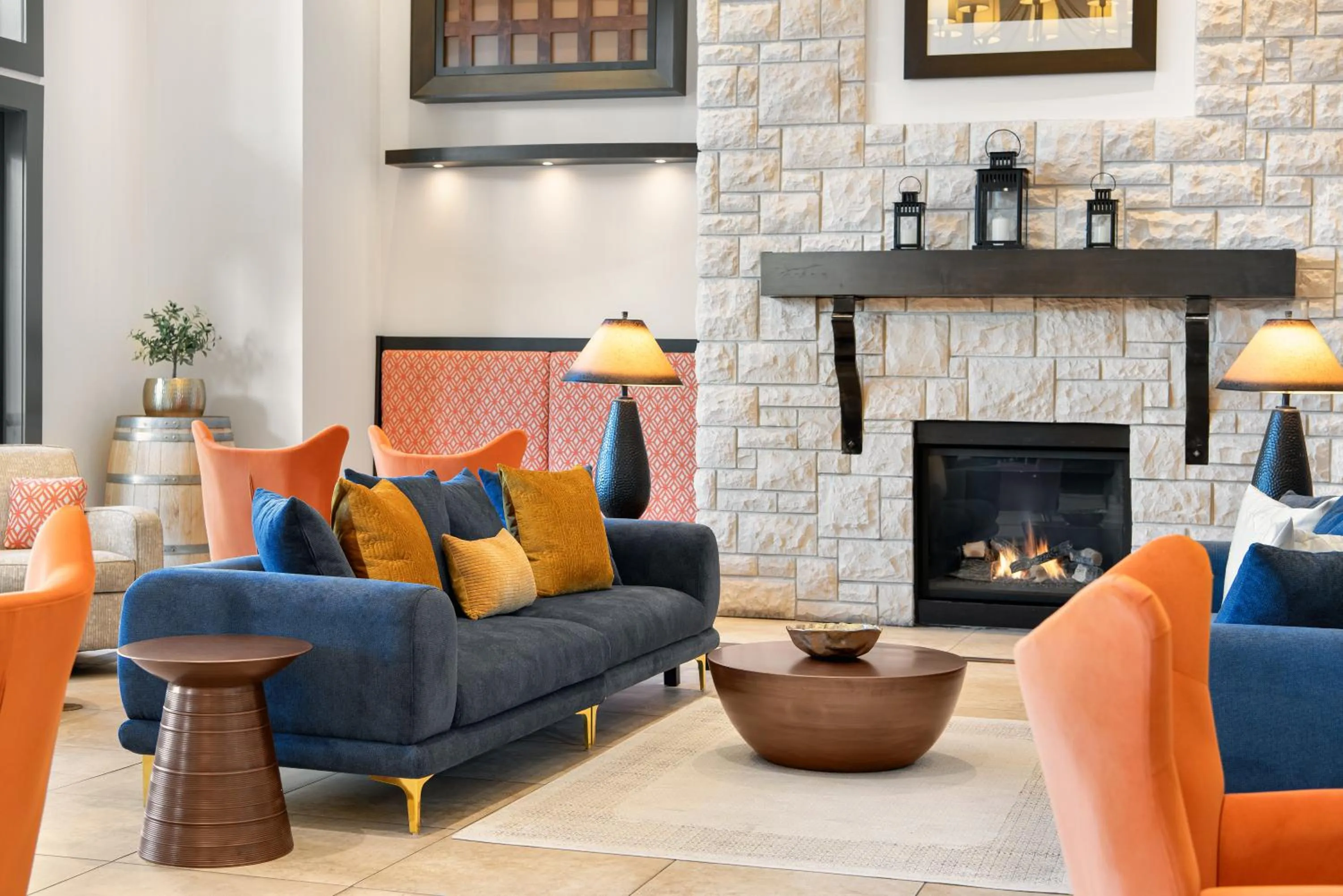 fireplace in Walnut Beach Resort