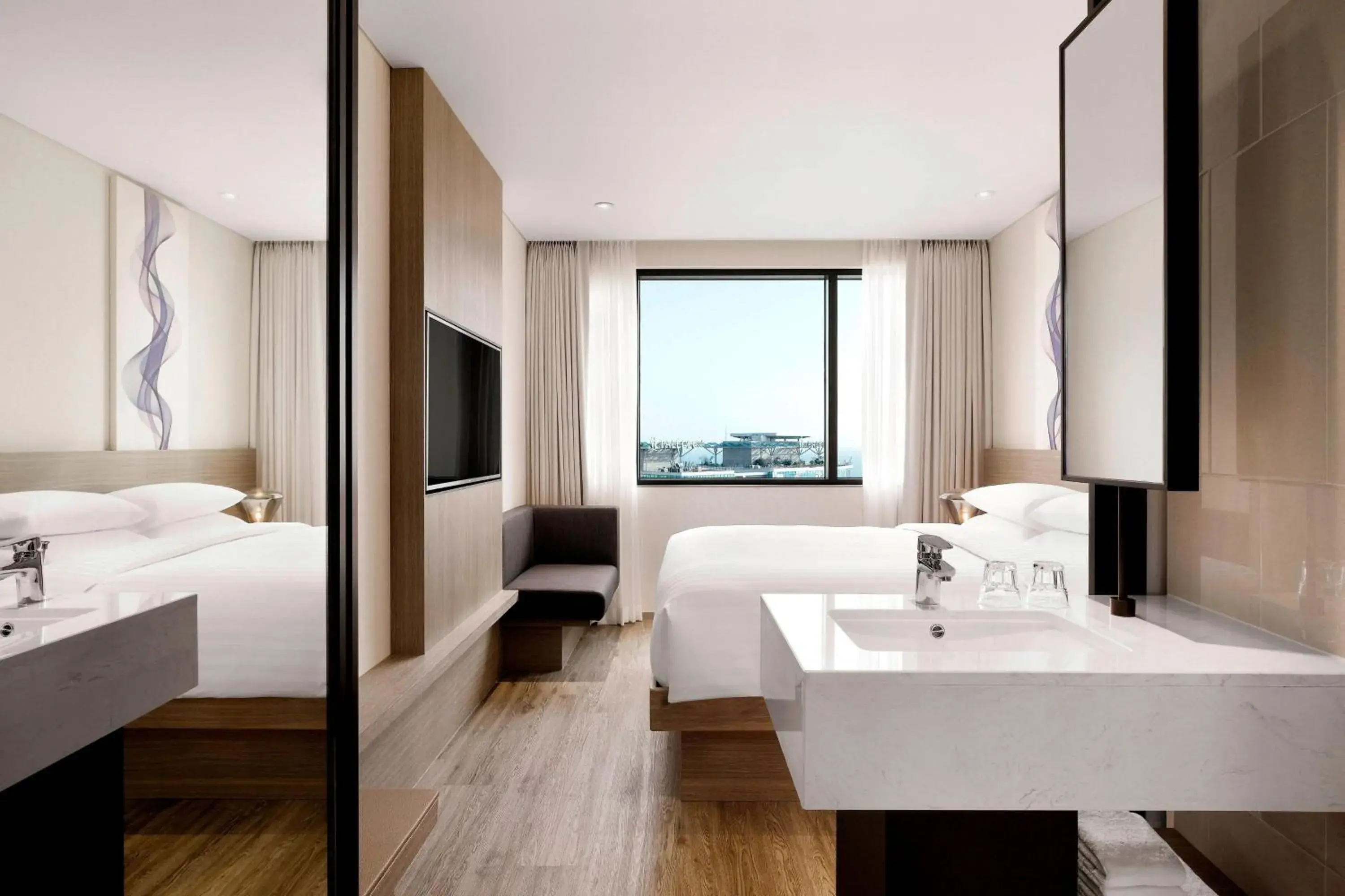 Deluxe Room - 1 King Bed with Partial Sea View in Fairfield by Marriott Busan Deluxe Room - 1 King Bed with Partial Sea View in Fairfield by Marriott Busan