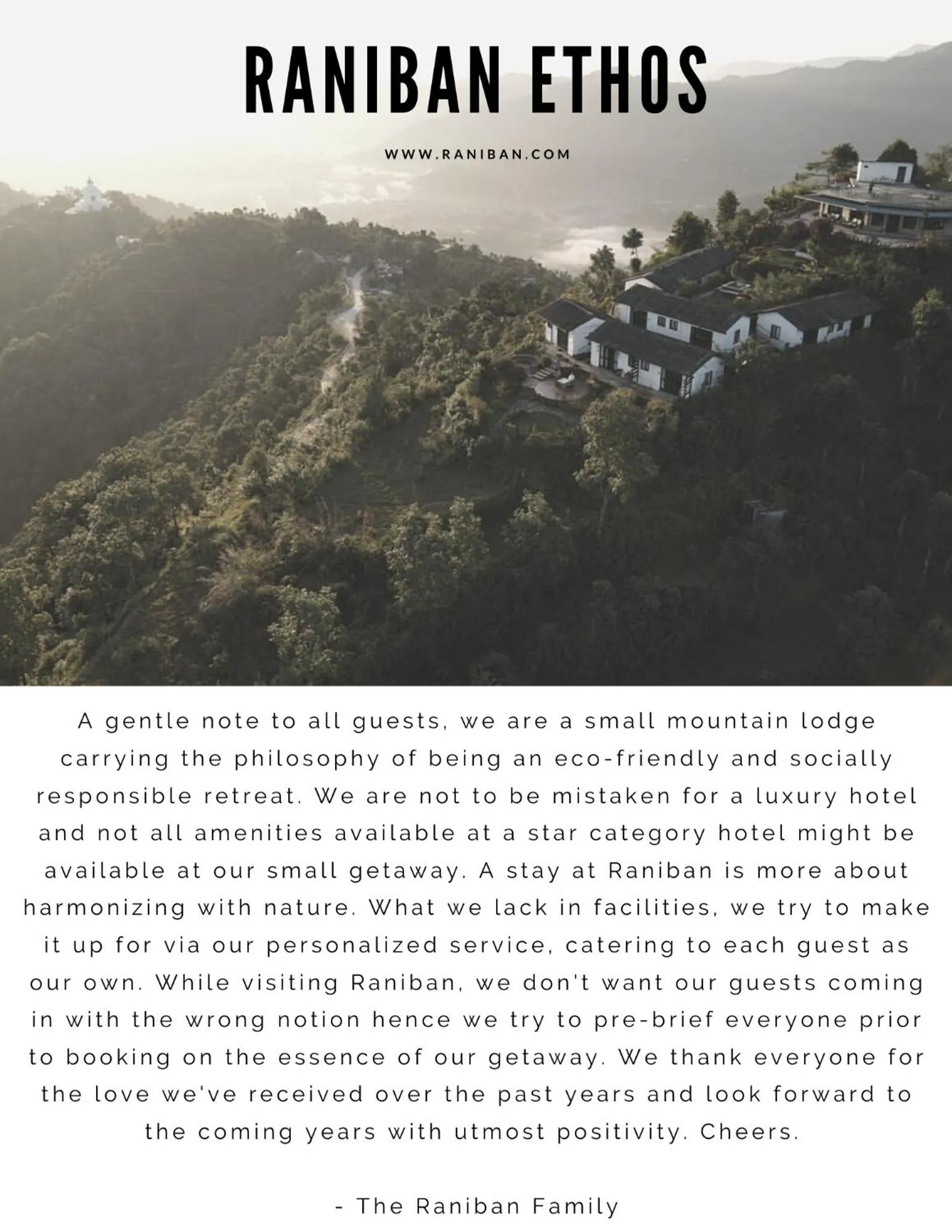 Text overlay in Raniban Retreat