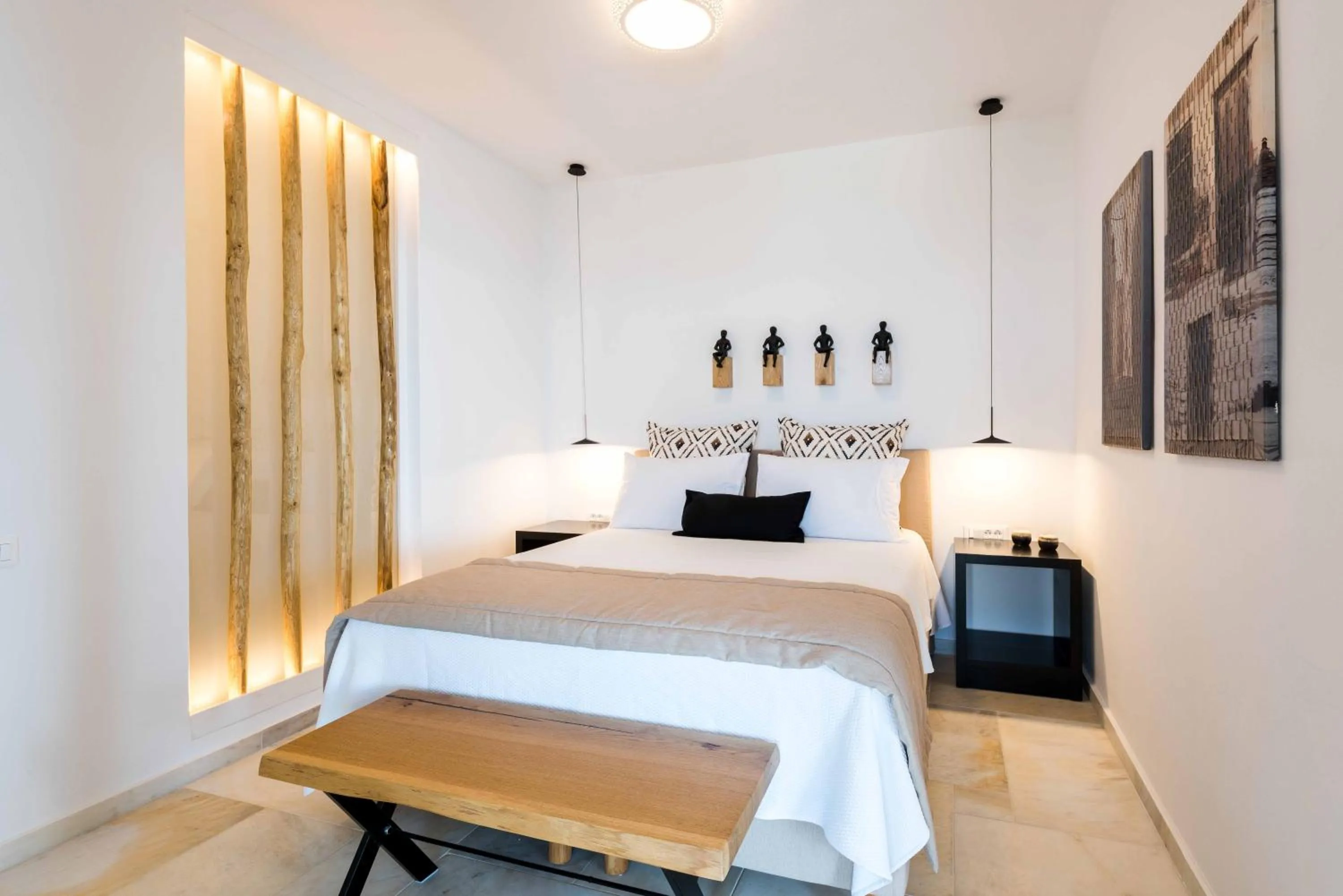 Bed in VATHI BLEU PRIVATE VILLAS